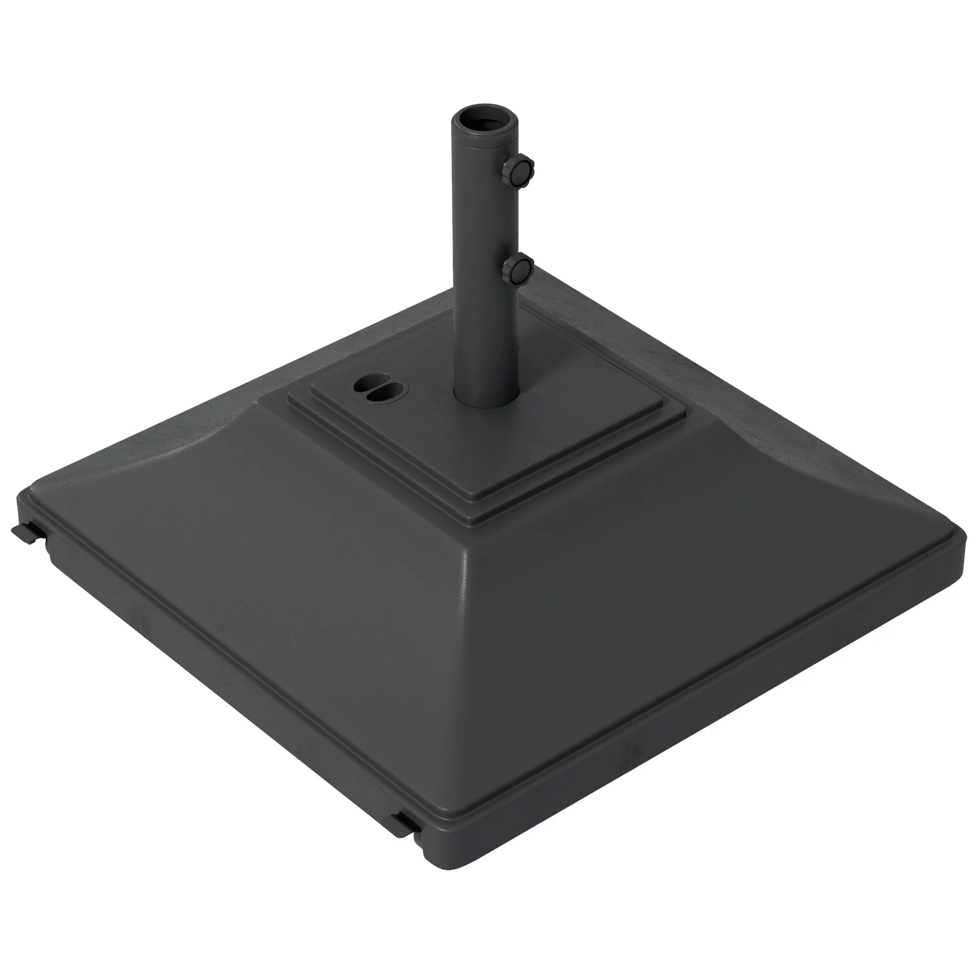 Square Parasol Base w/ Wheels & Double Adjustable Knob, 45kg Water or 60kg Sand Filled, Black - Image 2
