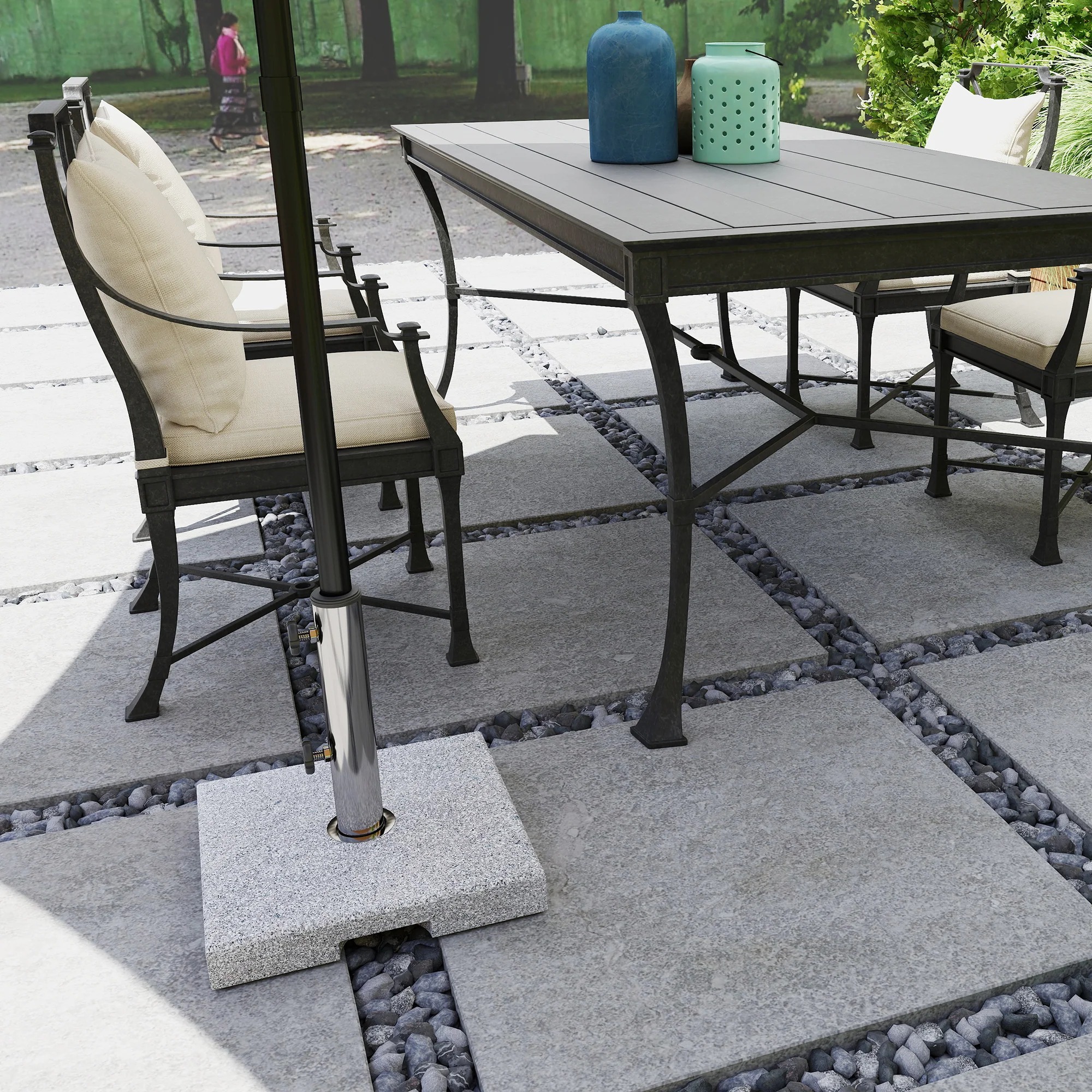 46 lbs Square Umbrella Stand with Adjustable Knobs, for 1.3"/1.5"/1.9" Poles, Grey - Image 11
