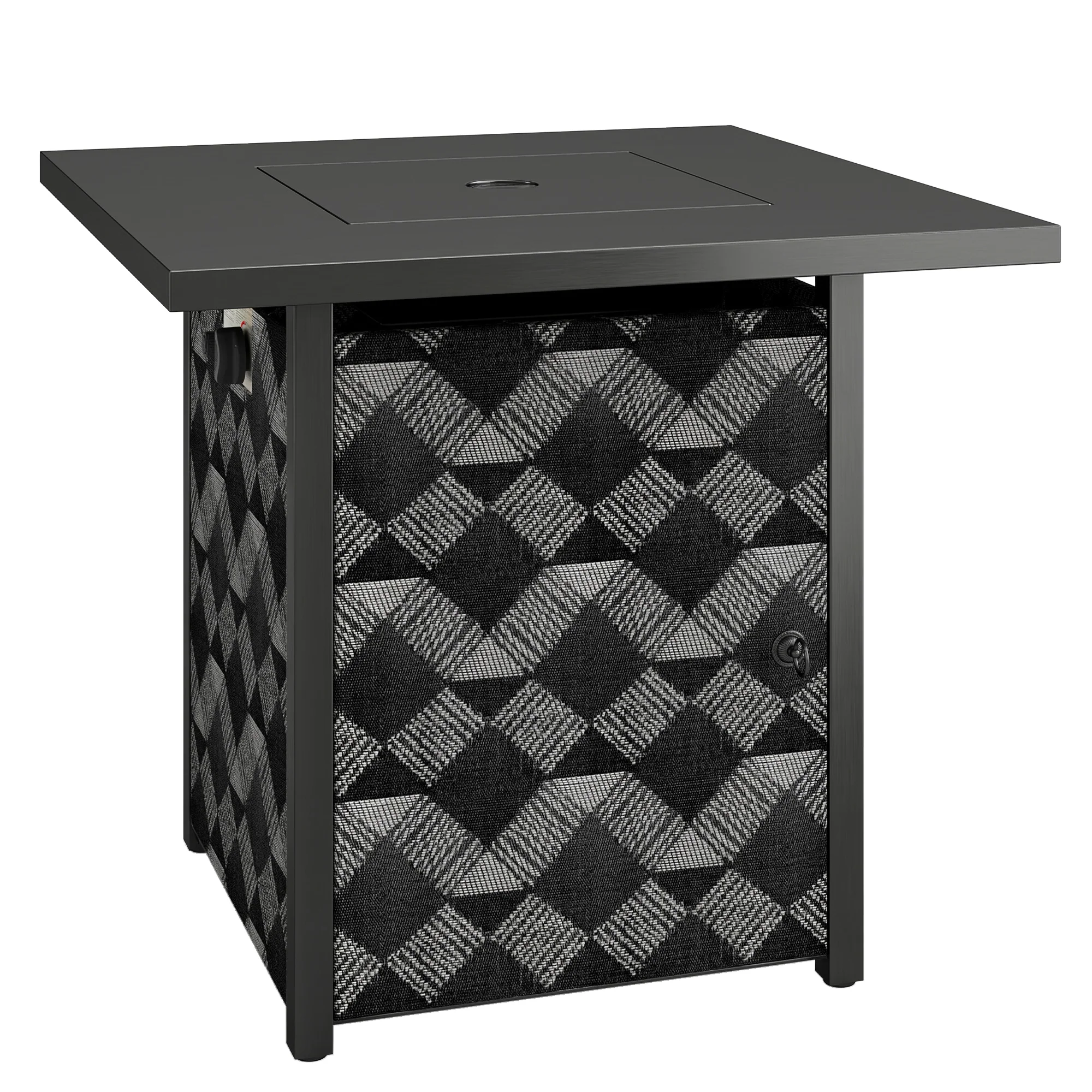 12 KW Square Propane Gas Fire Pit Table with Wind Guard, Black - Image 12