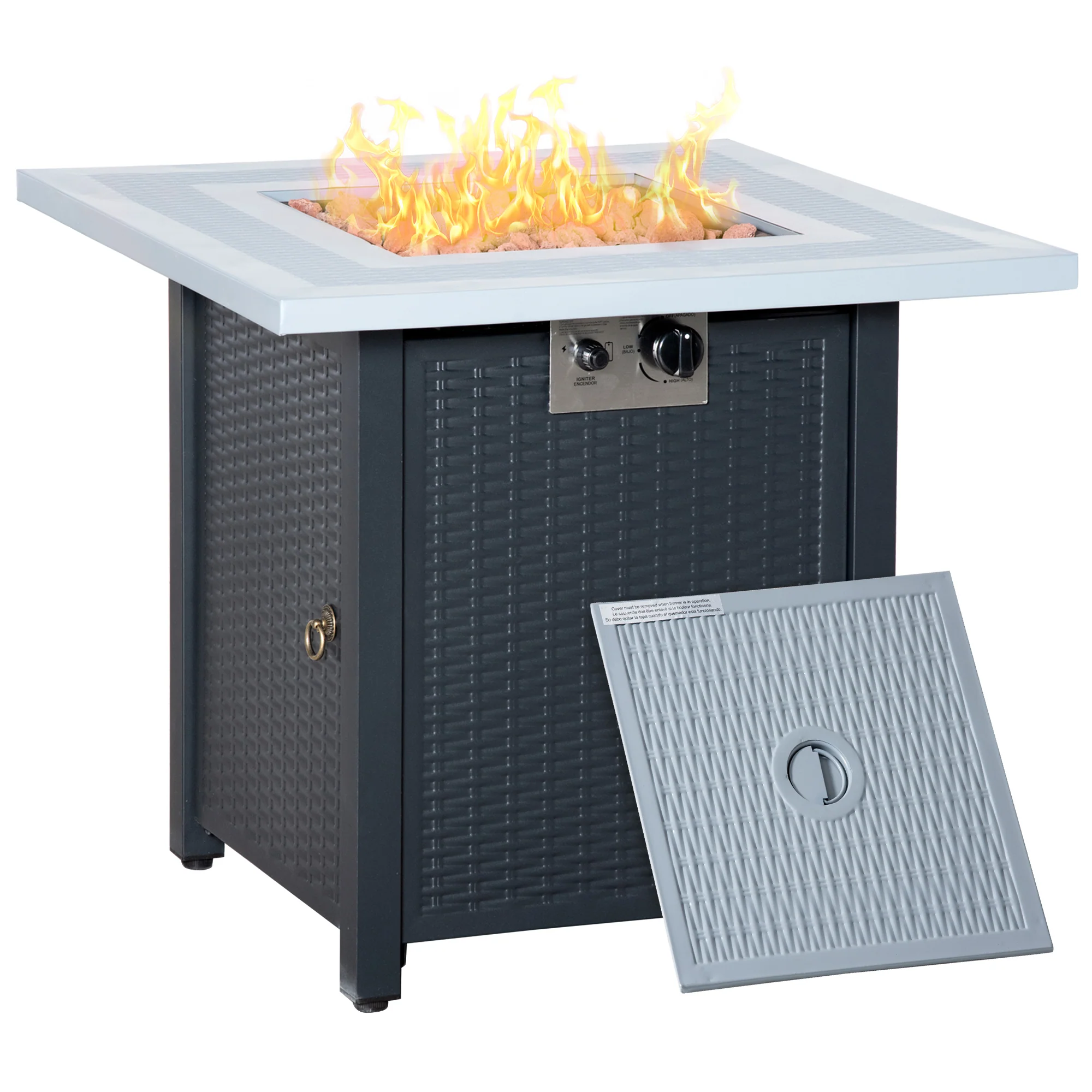 71 x 71 x 62 cm Gas Fire Pit Table, 40000 BTU, Black