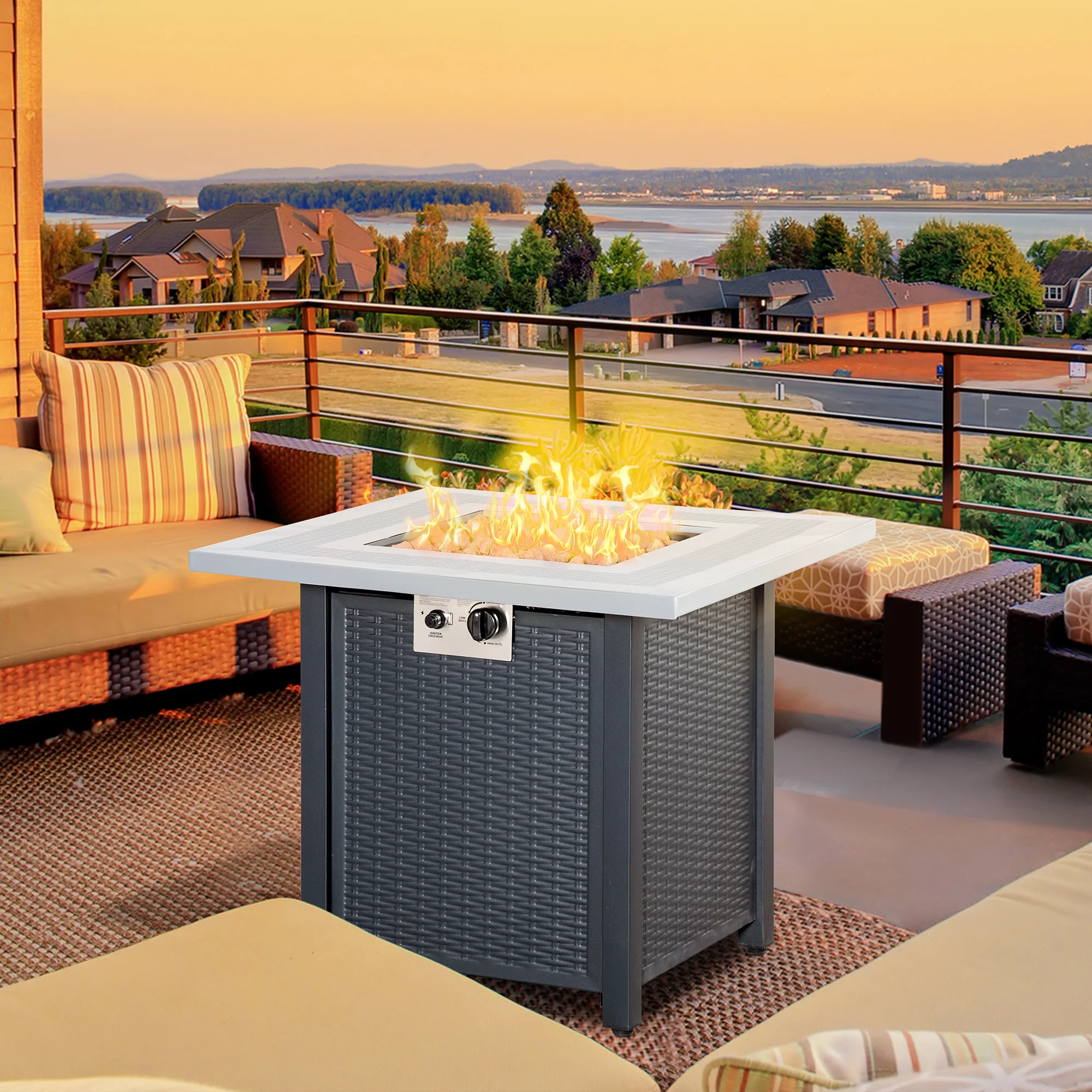 71 x 71 x 62 cm Gas Fire Pit Table, 40000 BTU, Black - Image 3