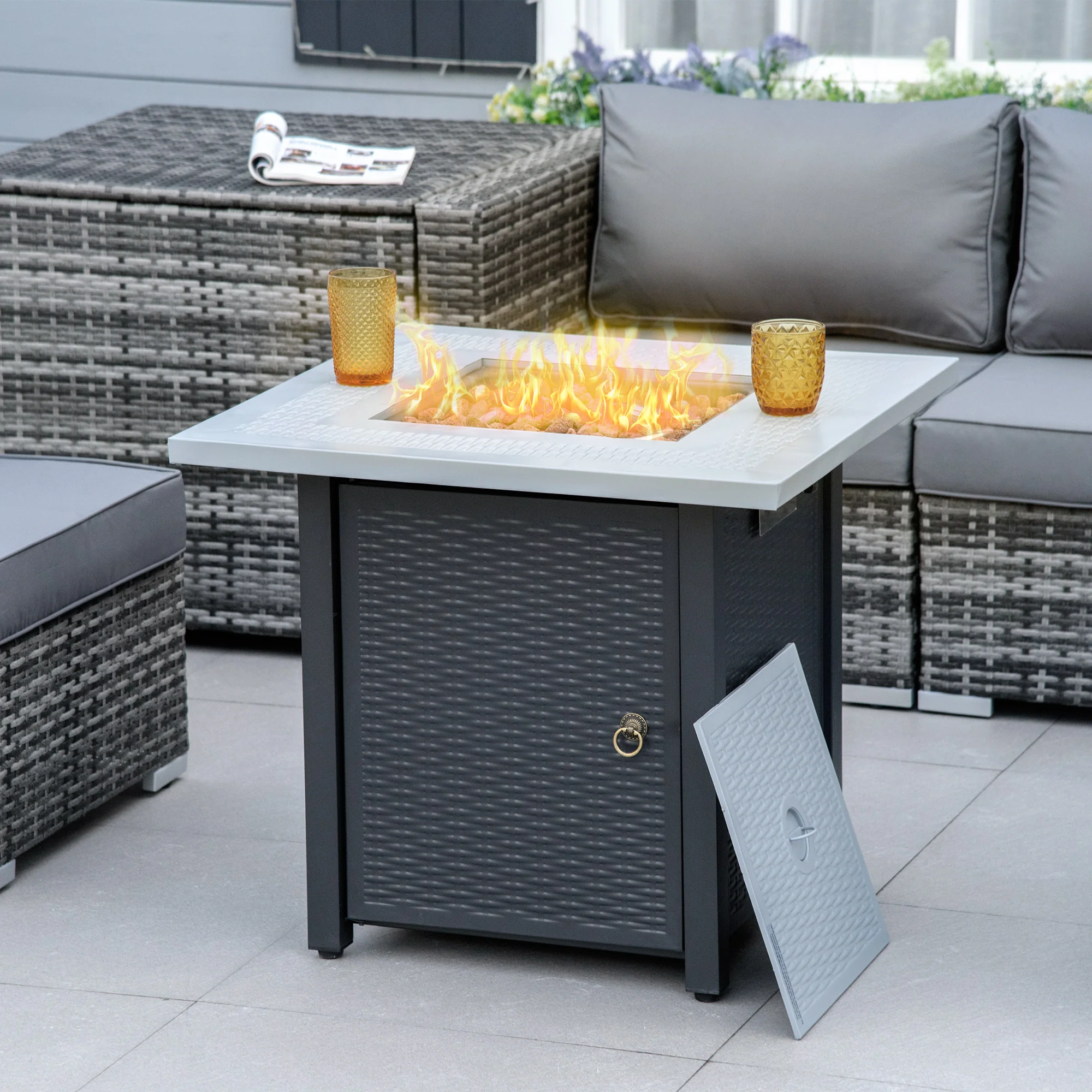 71 x 71 x 62 cm Gas Fire Pit Table, 40000 BTU, Black - Image 4