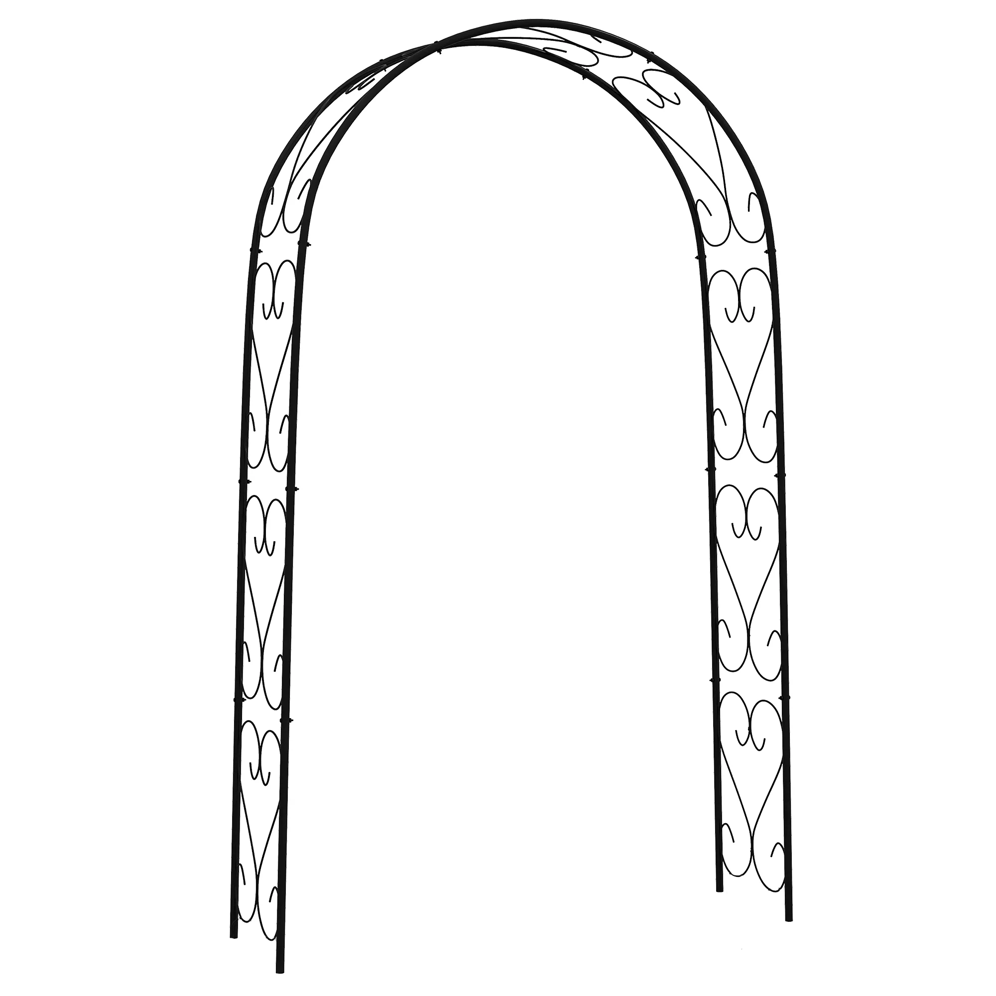 7.5' x 4' Steel Garden Arch Trellis for Climbing Plants, Black