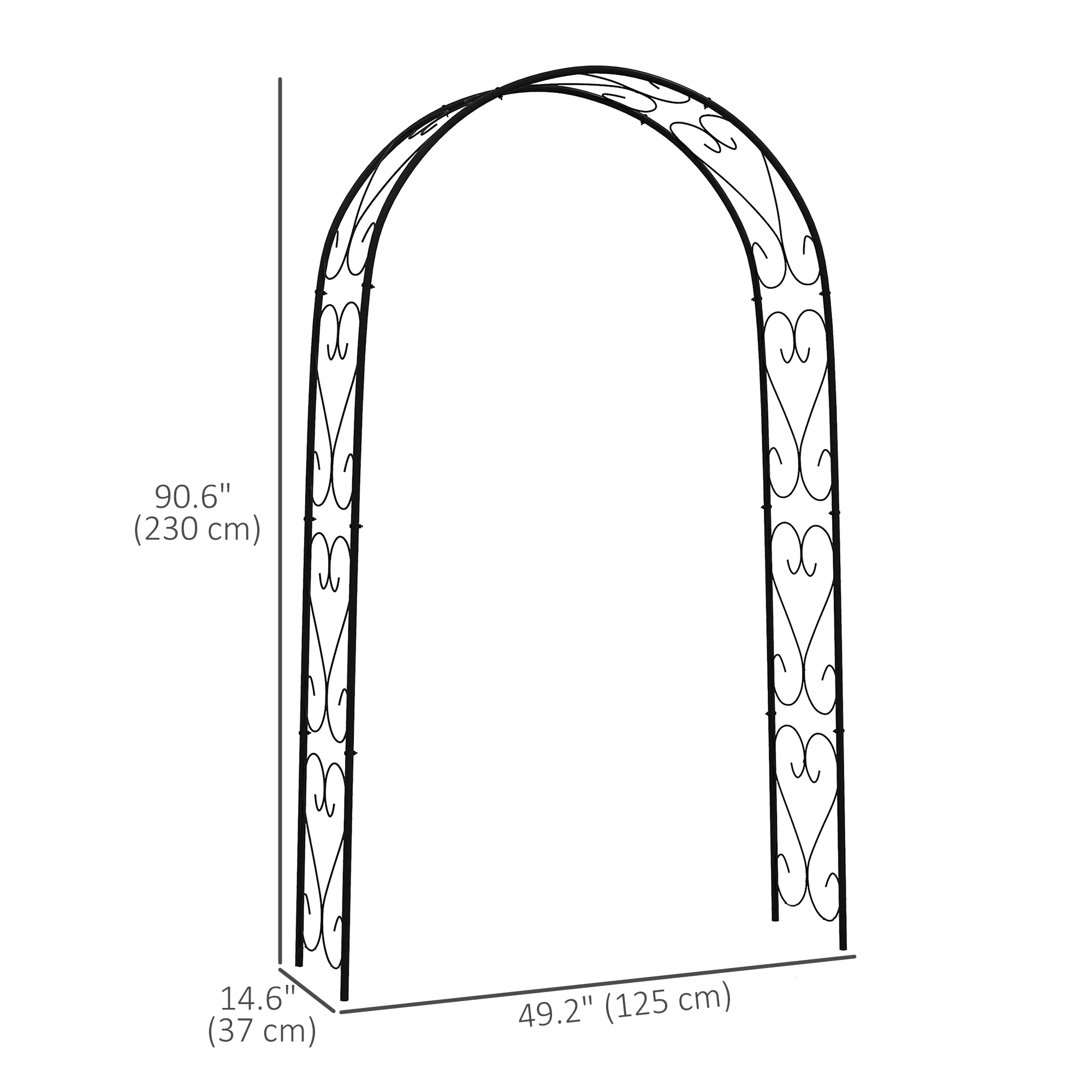 7.5' x 4' Steel Garden Arch Trellis for Climbing Plants, Black - Image 5