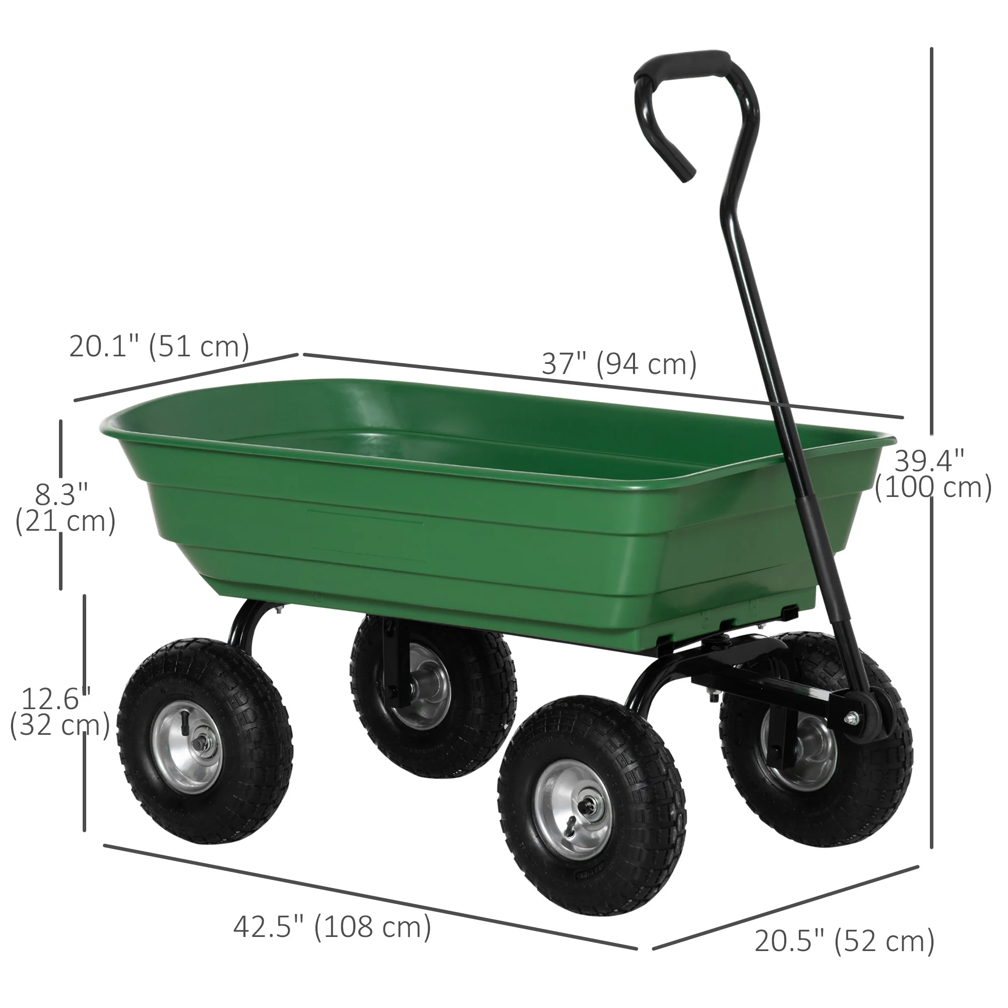 Steel Garden Cart with 10" Pneumatic Tires and Handle, 551 lb Capacity - Image 5