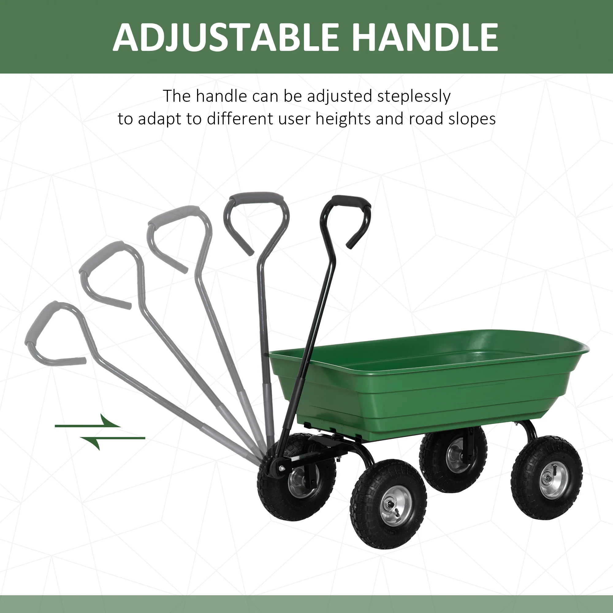 Steel Garden Cart with 10" Pneumatic Tires and Handle, 551 lb Capacity - Image 6