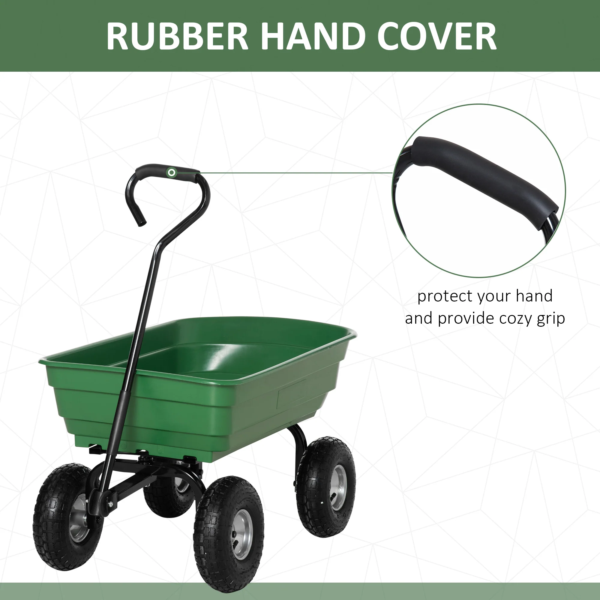 Steel Garden Cart with 10" Pneumatic Tires and Handle, 551 lb Capacity - Image 7