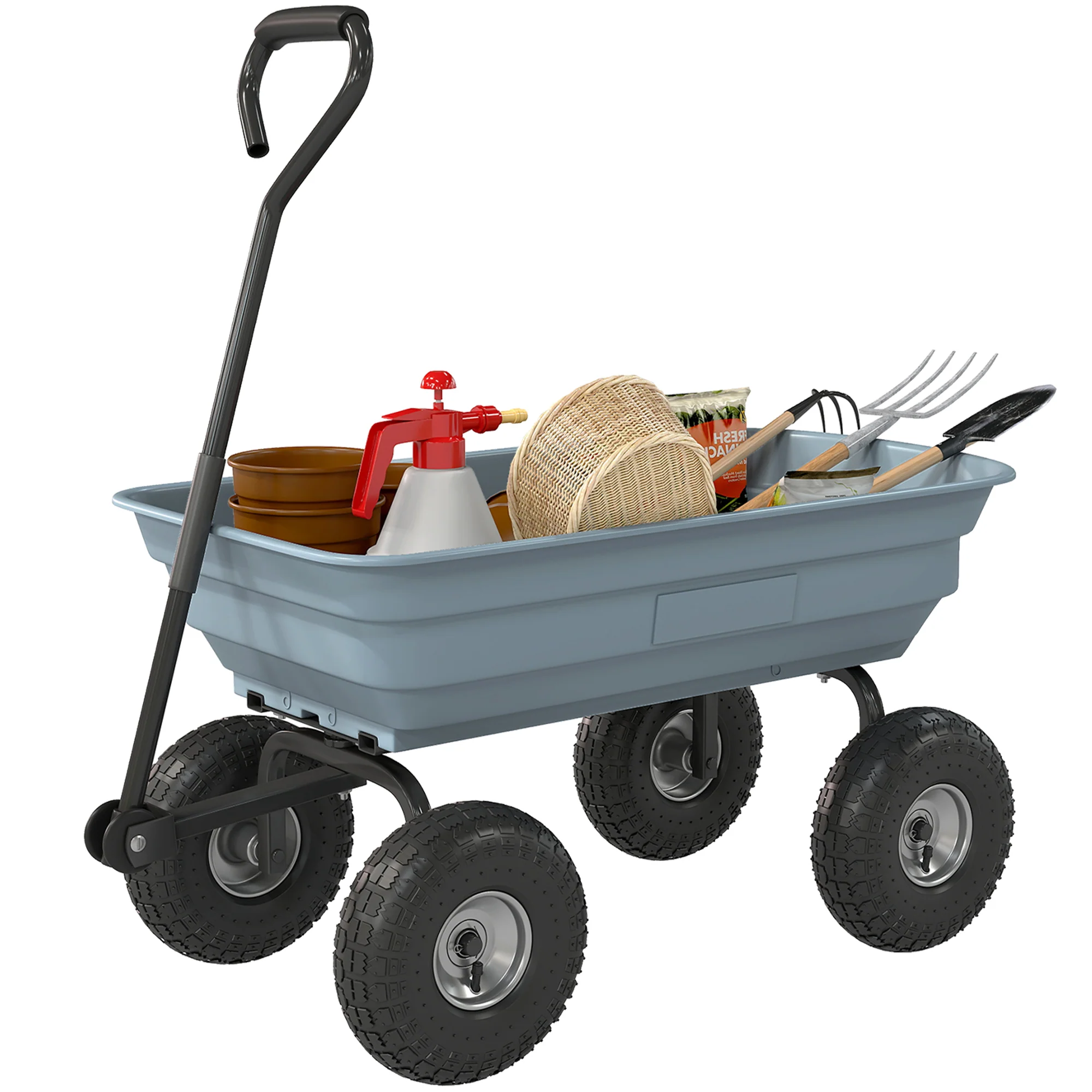 Steel Garden Cart with 10" Pneumatic Tires, 551 lbs Capacity, Grey - Image 2