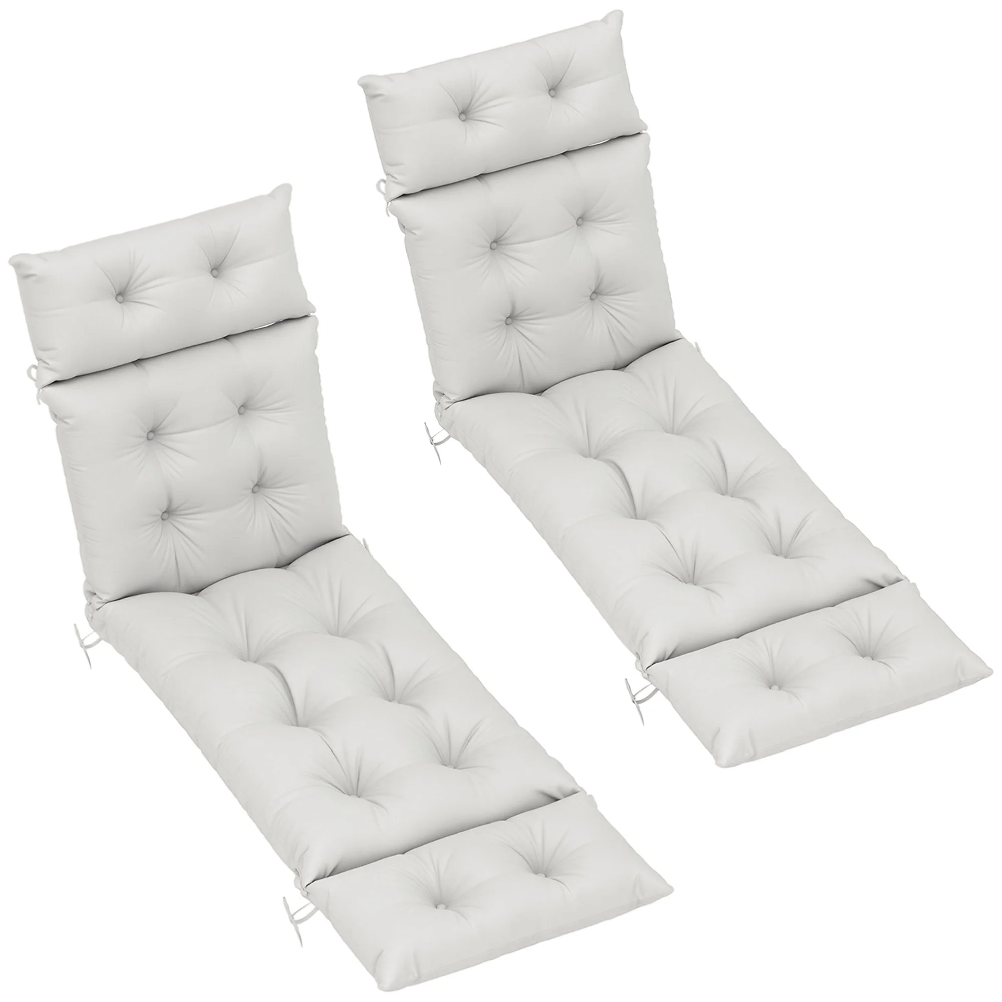 Lounge Chair Cushions Set of 2, Thick Sunbed Replacement Pads, 190 x 56 x 10cm, Light Grey - Image 12