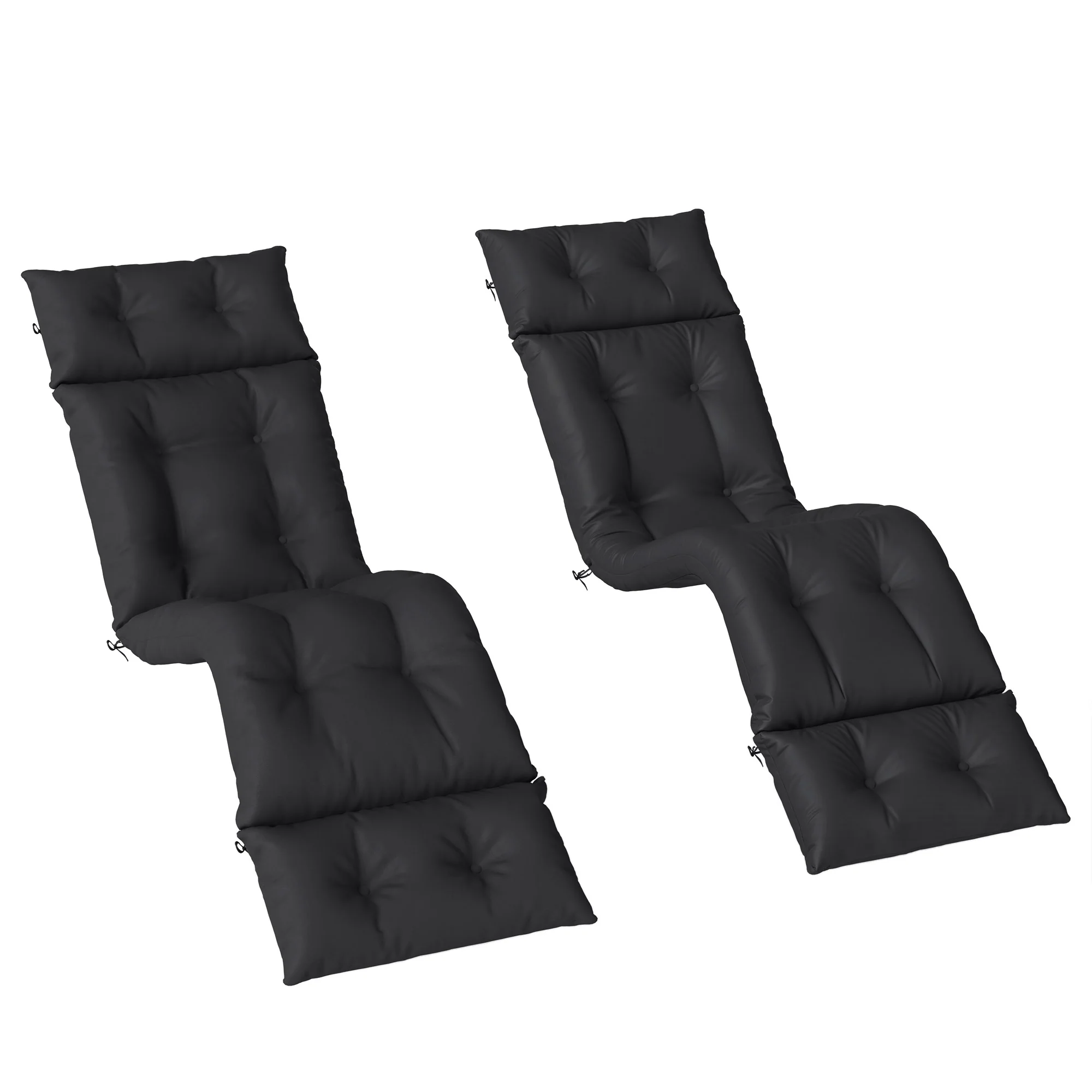 190x56x10cm Sun Lounger Cushions Set of 2 for Loungers, 220gsm UPF20+ Black - Image 2