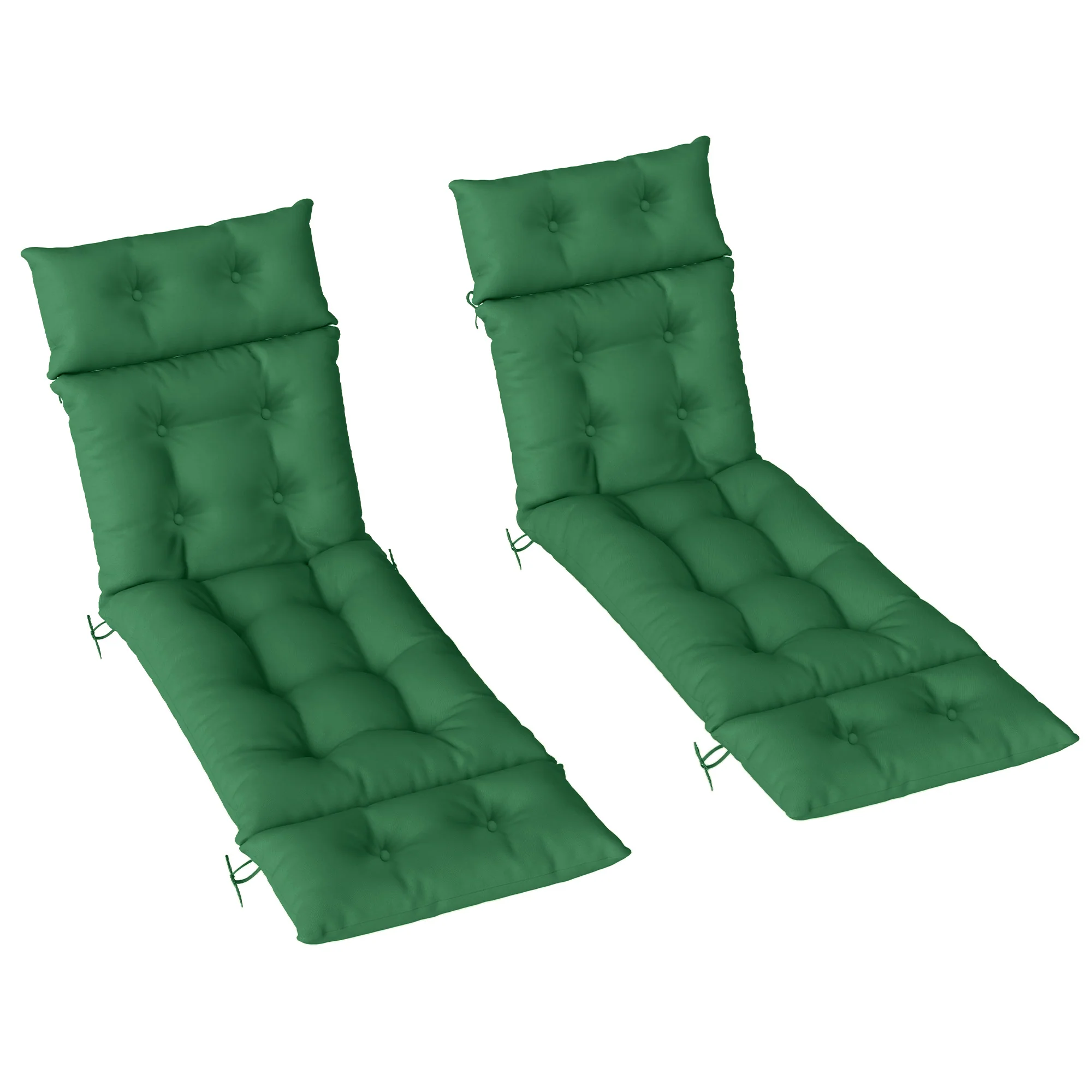 190 x 56 x 10cm Sun Lounger Cushions Set of 2, 220gsm UPF20+ Fabric with 6 Ties, Green - Image 12