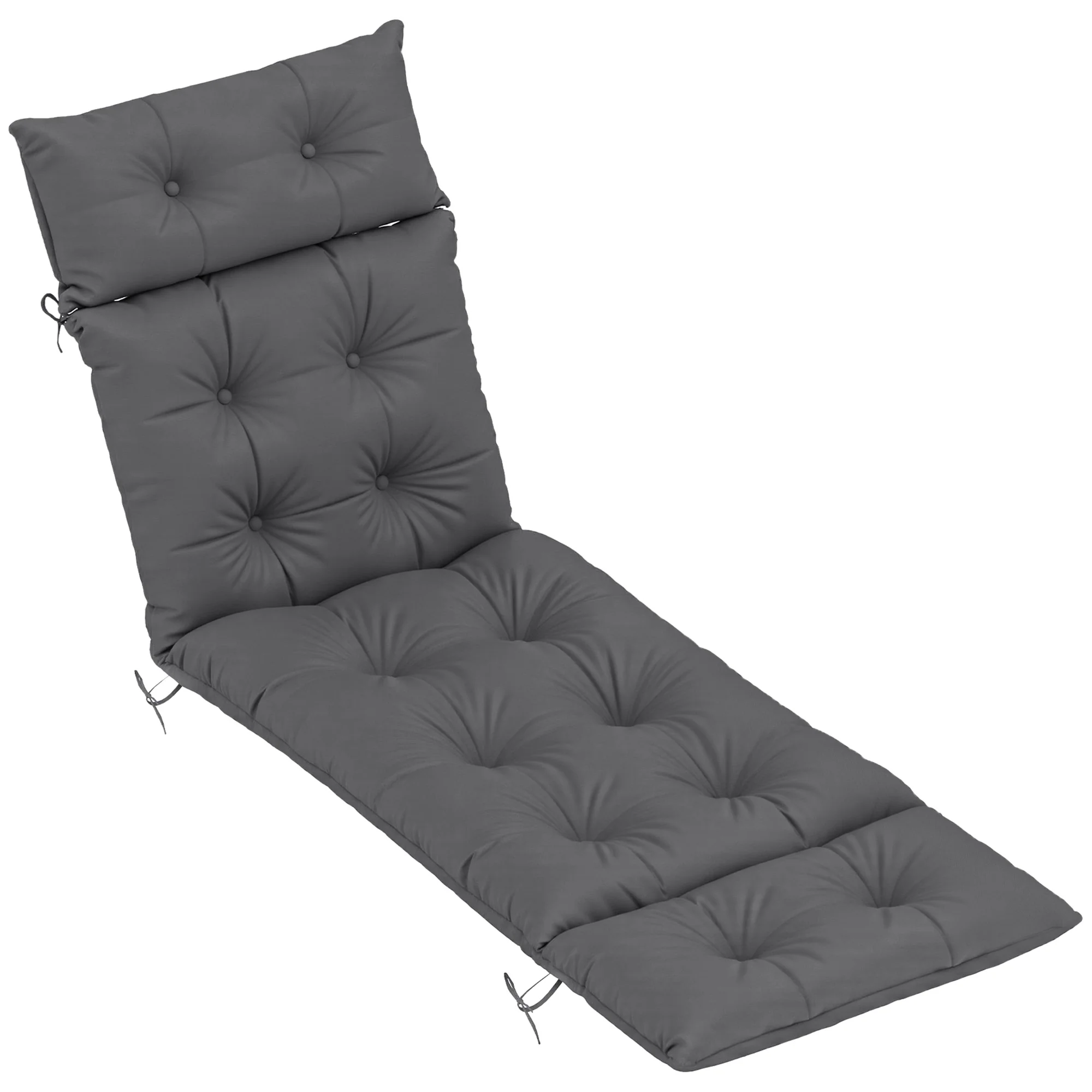 Single Lounge Chair Cushion, Thick Sunbed Replacement Pads, 190 x 56 x 10cm, Dark Grey - Image 12