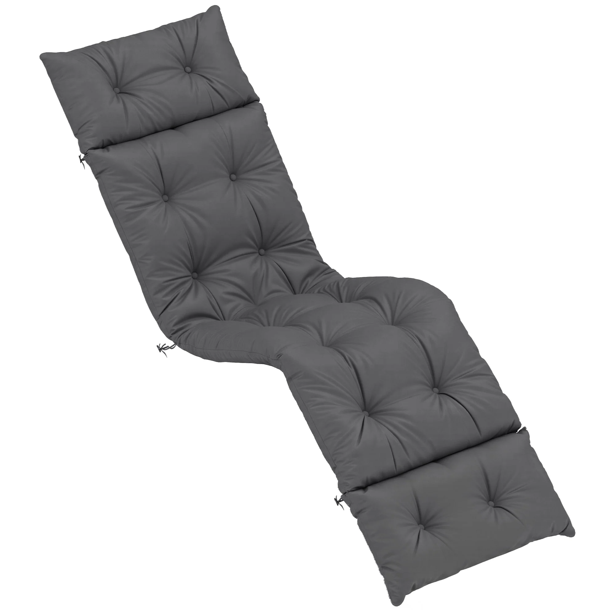 Single Lounge Chair Cushion, Thick Sunbed Replacement Pads, 190 x 56 x 10cm, Dark Grey - Image 2
