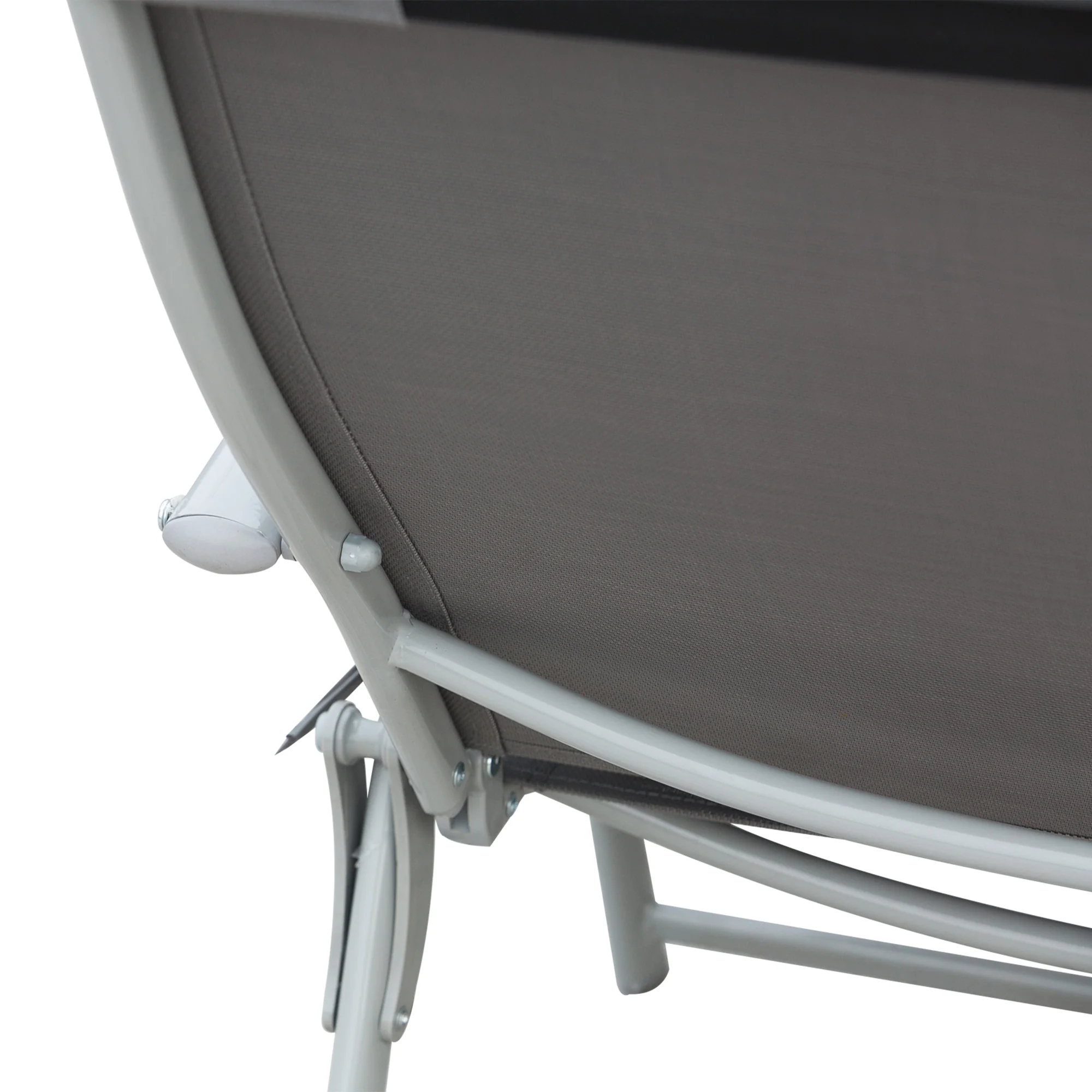Steel Frame Folding Sun Lounger with Headrest & 7-Level Adjustable Backrest, Grey - Image 10