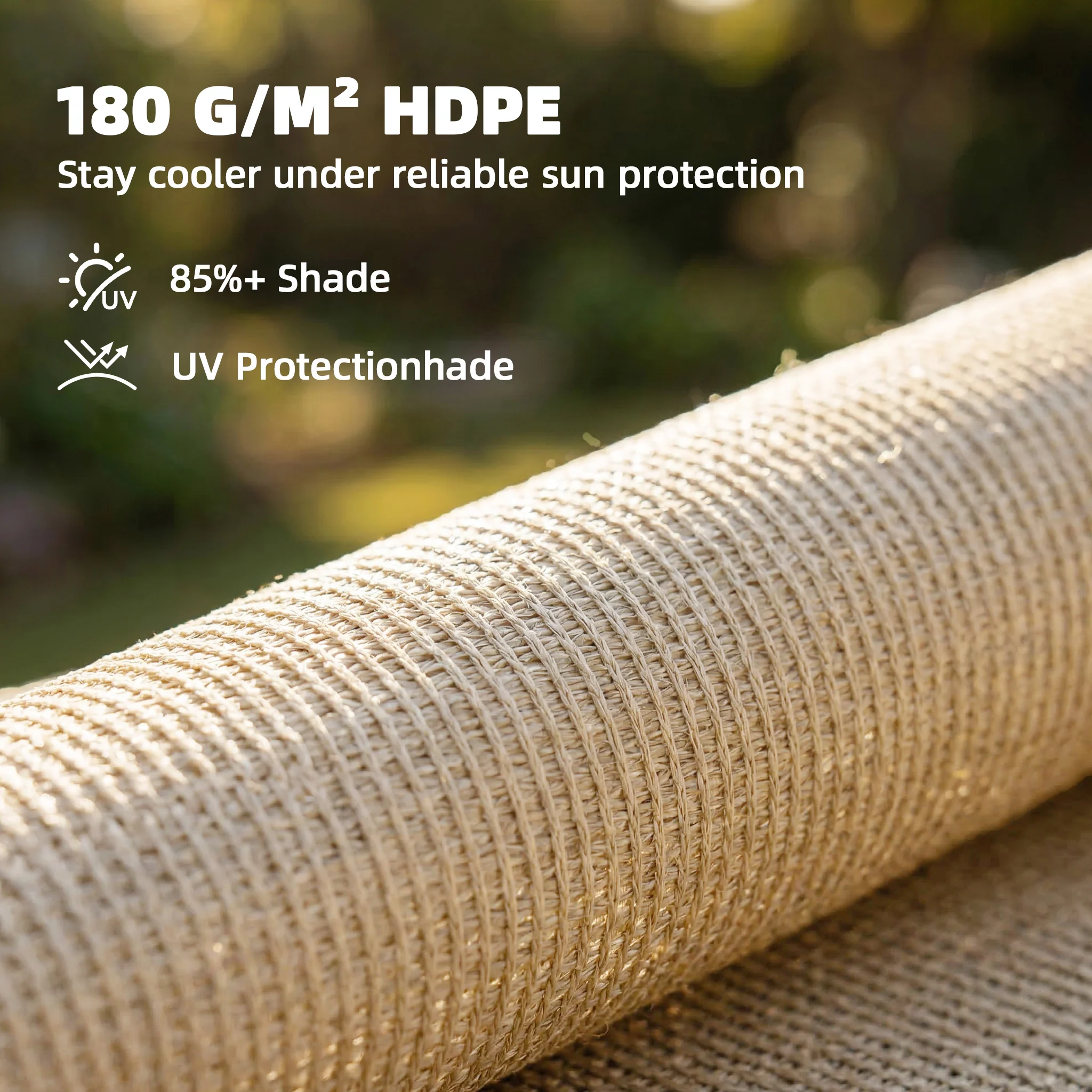2 x 3 m Sun Shade Sail in Beige with Steel Eyelets & Bungee Cords, UV Protection - Image 6