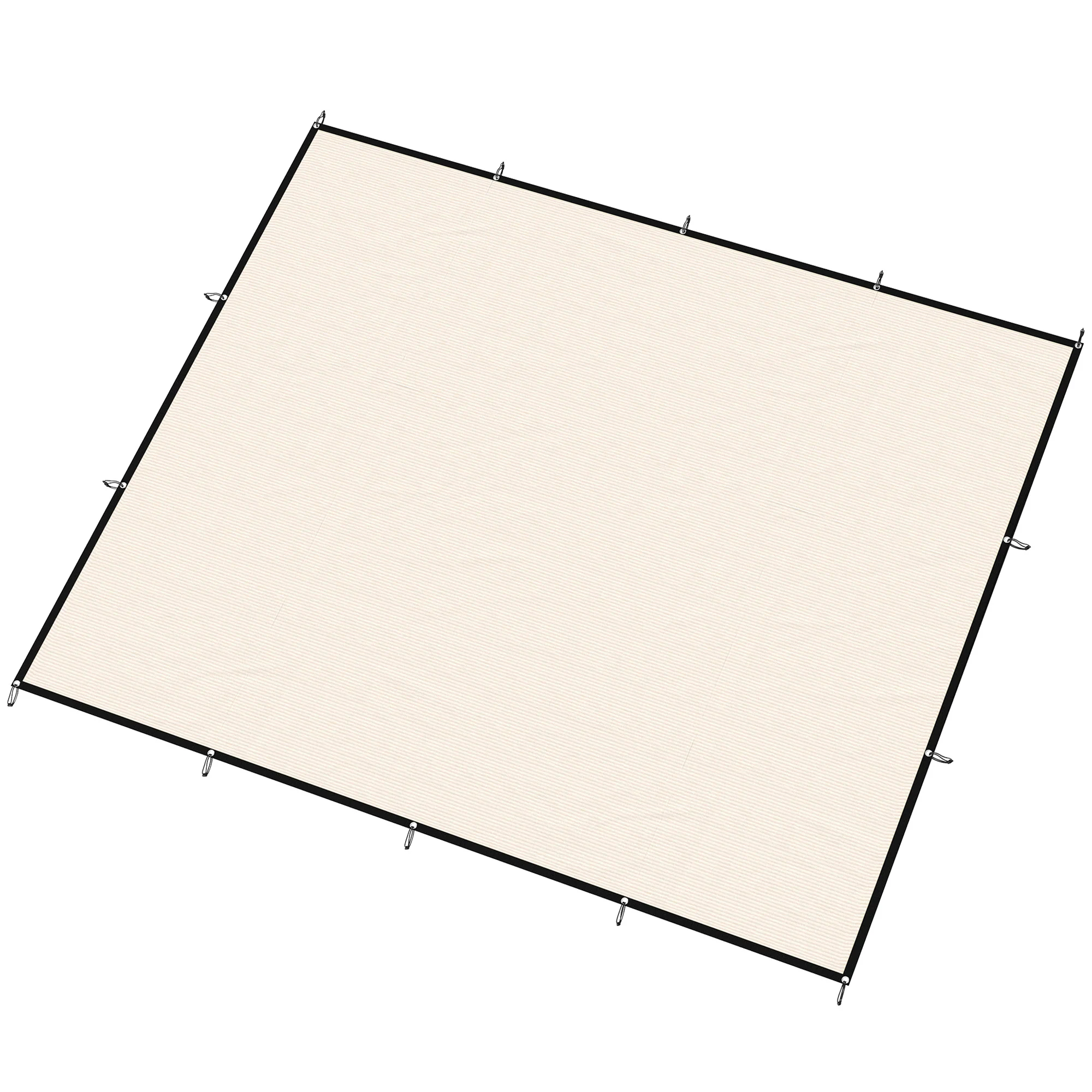 Rectangle Shade Sail 3 x 3.6 m Beige with SS Eyelets & Bungee Cords, UV-blocking - Image 2