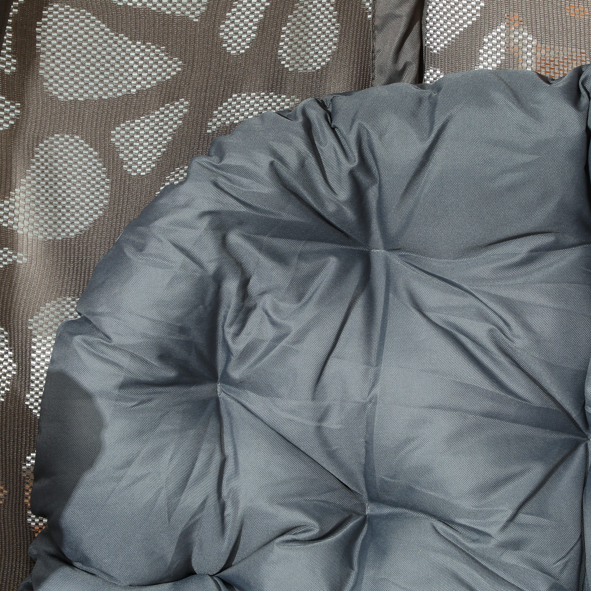 Swivel Egg Chair with Cushions & Foldable Basket Seat, Grey - Image 11