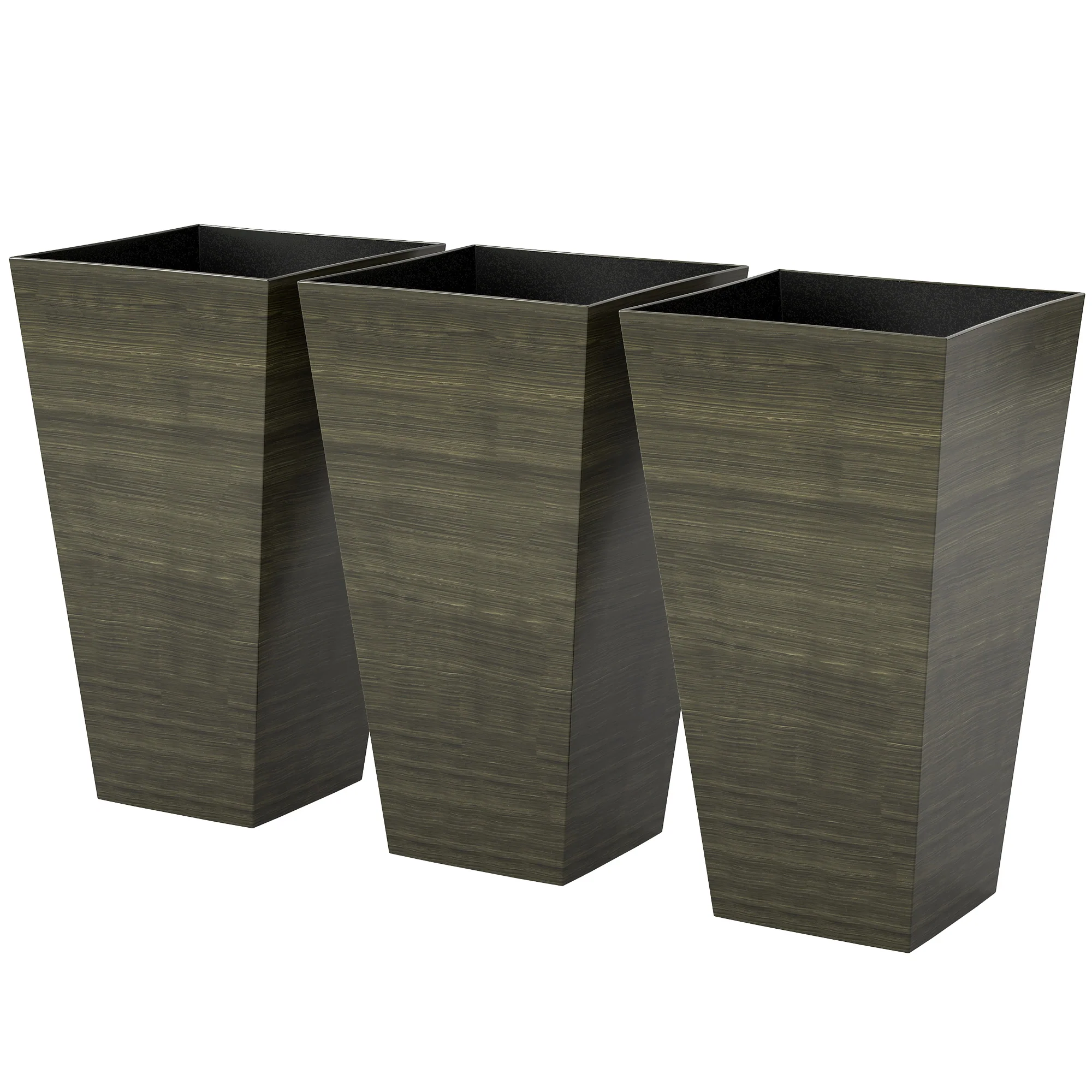 3-Piece 28" Tall Planter Set with Drainage Holes, Dark Brown - Image 12