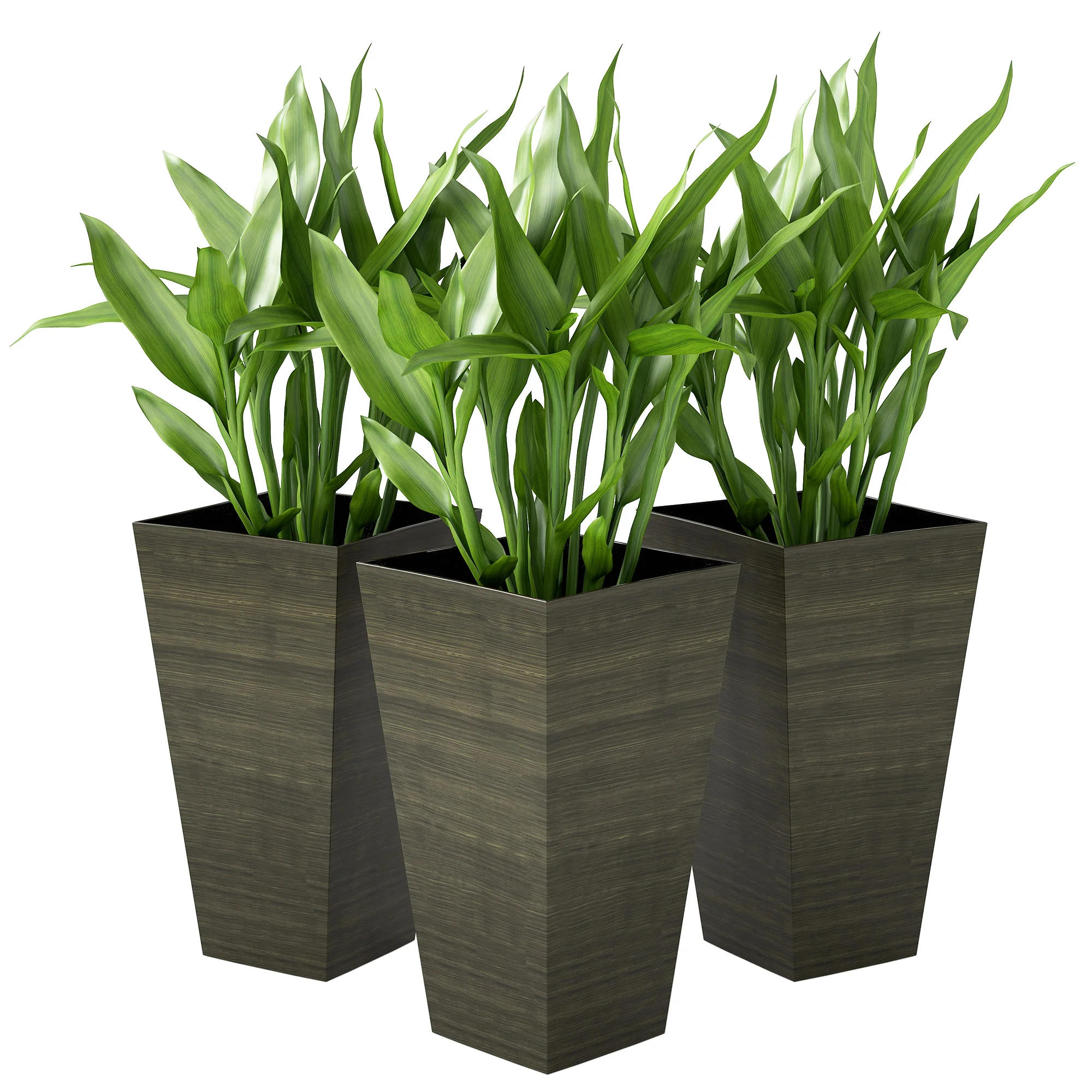 3-Piece 28" Tall Planter Set with Drainage Holes, Dark Brown - Image 2