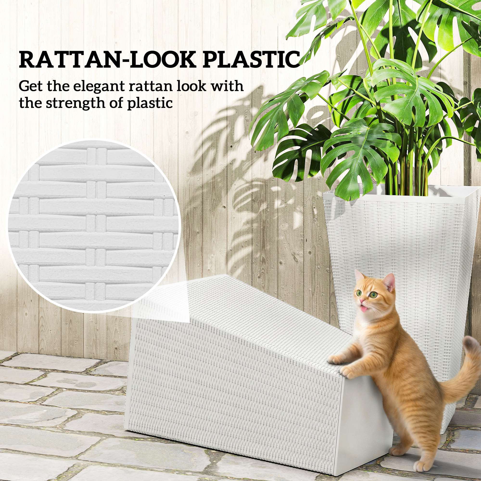 3 Piece 24" Tall Planters with Drainage Holes, White - Image 8