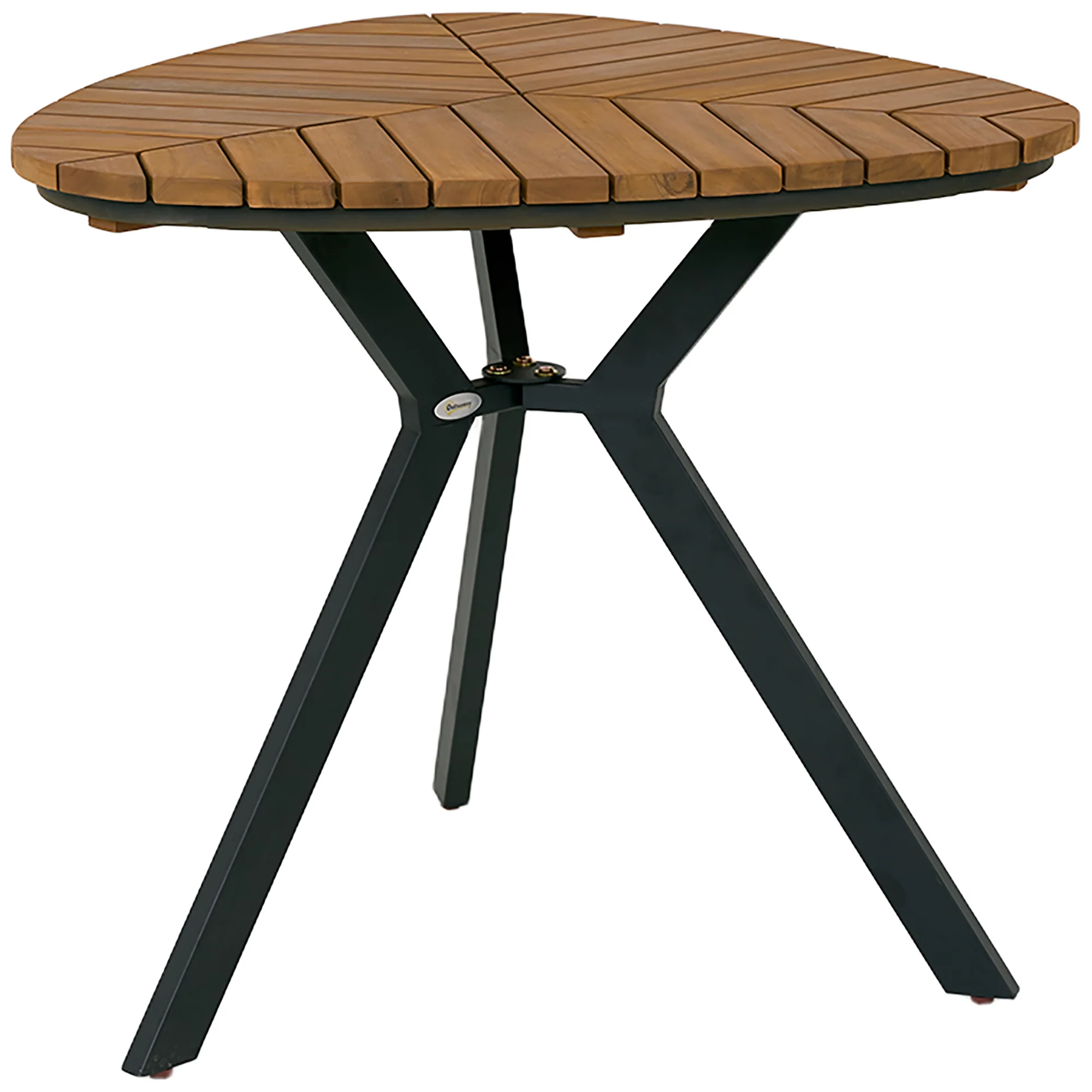 Outdoor Dining Table with Slatted Acacia Wood Leaf Tabletop & Steel Legs, Teak - Image 2