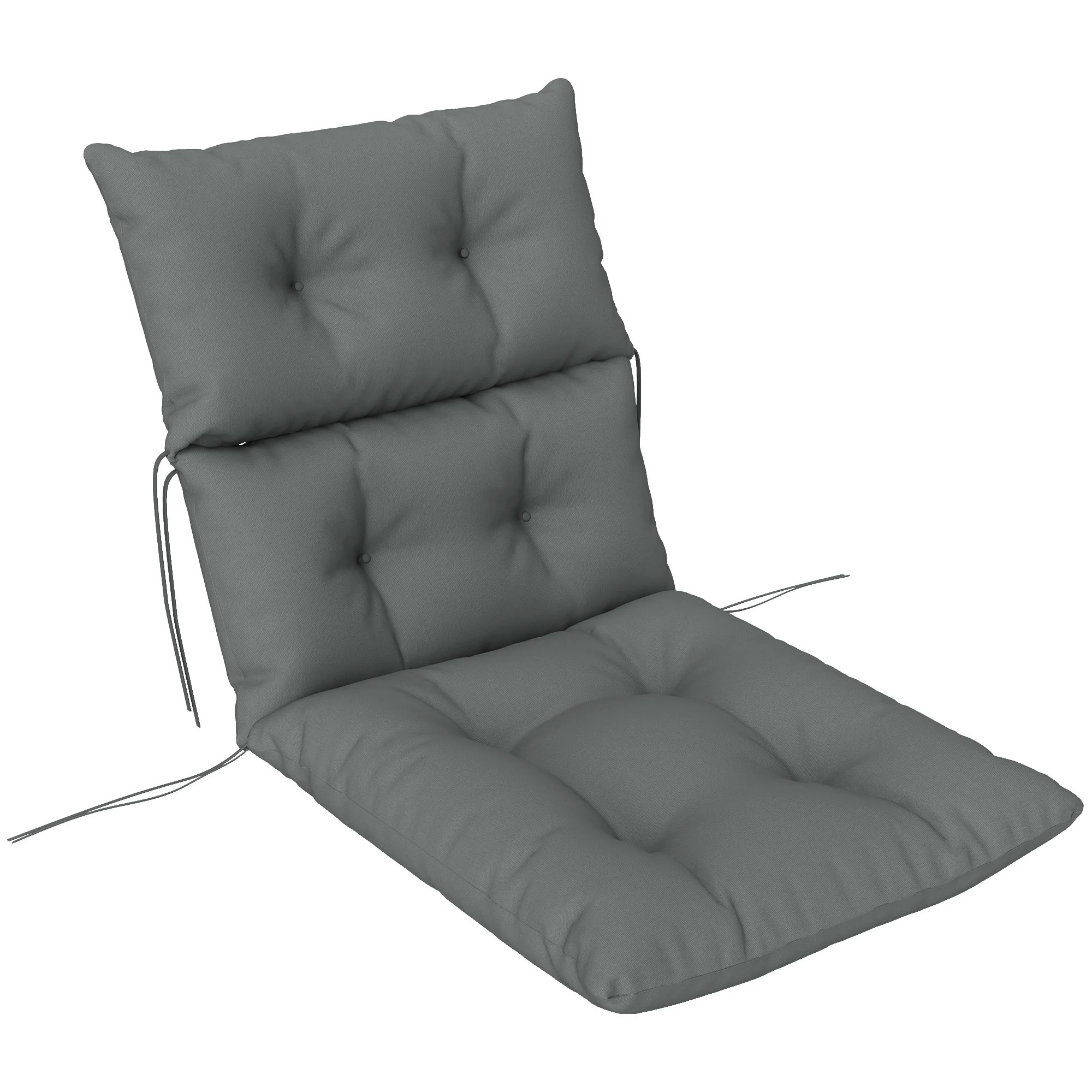 Tufted Adirondack Chair Cushion, Rocking Chair Cushion Pad with Backrest & Ties, Light Grey - Image 11