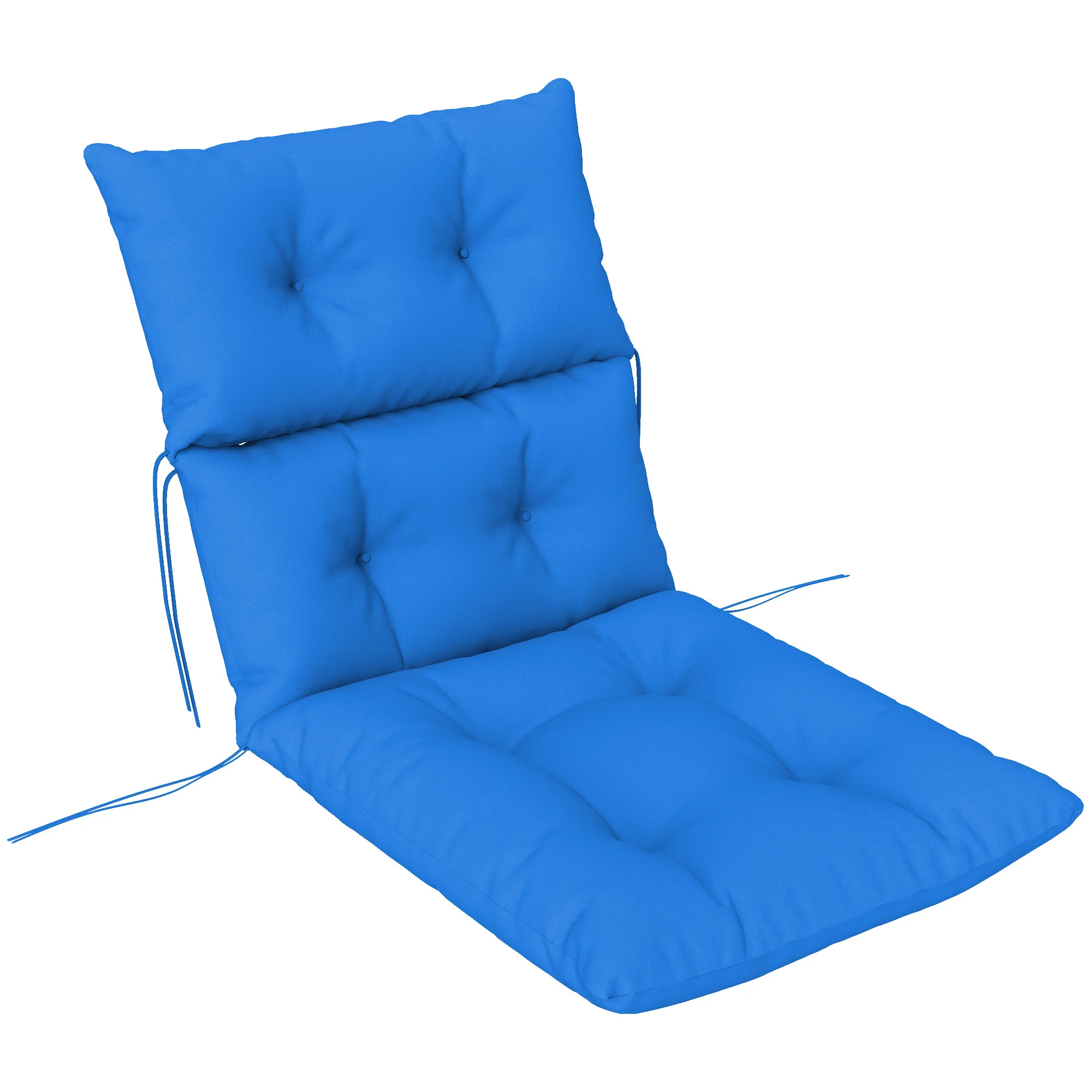 Tufted Adirondack Chair Cushion, Rocking Chair Cushion Pad with Backrest & Ties, Blue - Image 12