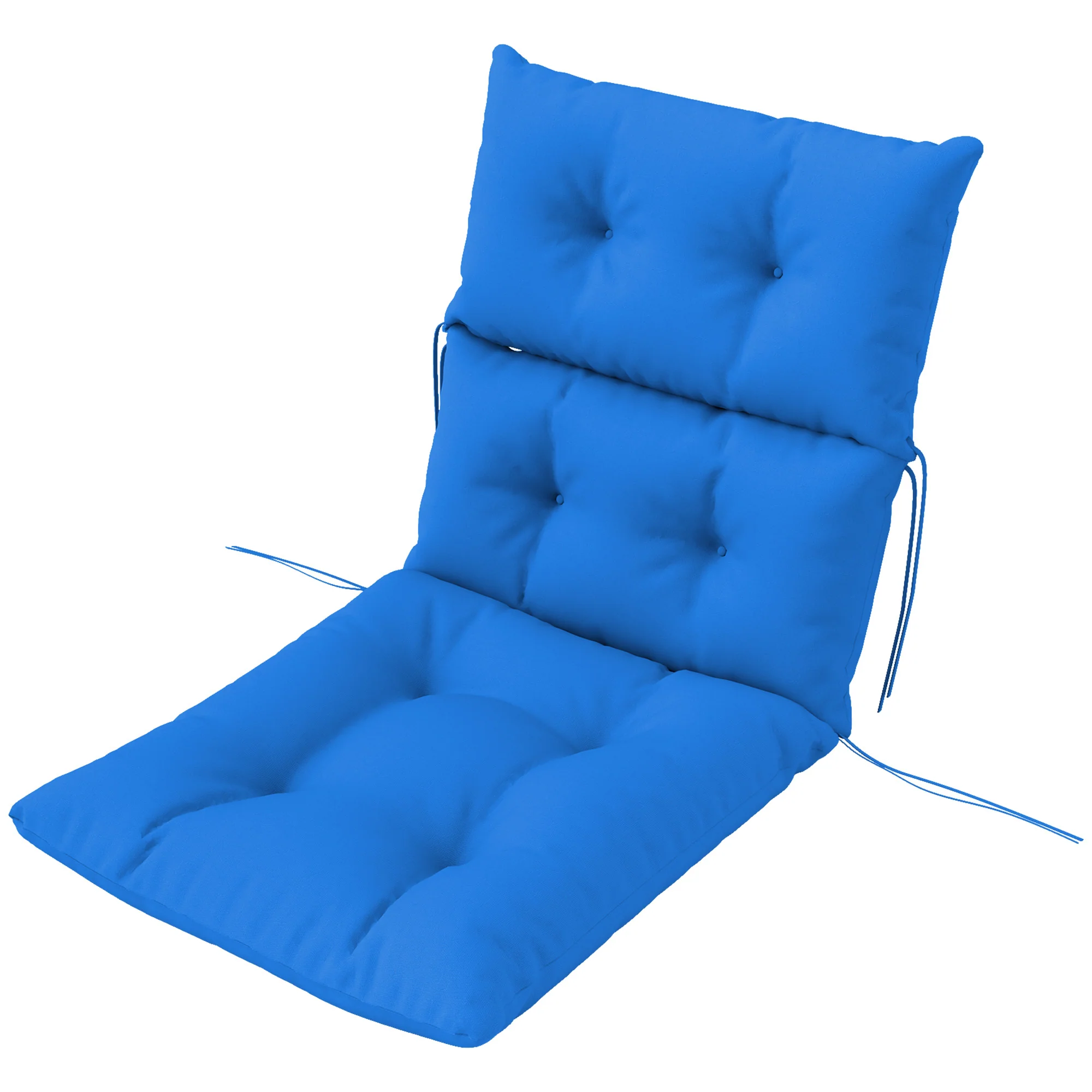 Tufted Adirondack Chair Cushion, Rocking Chair Cushion Pad with Backrest & Ties, Blue - Image 2
