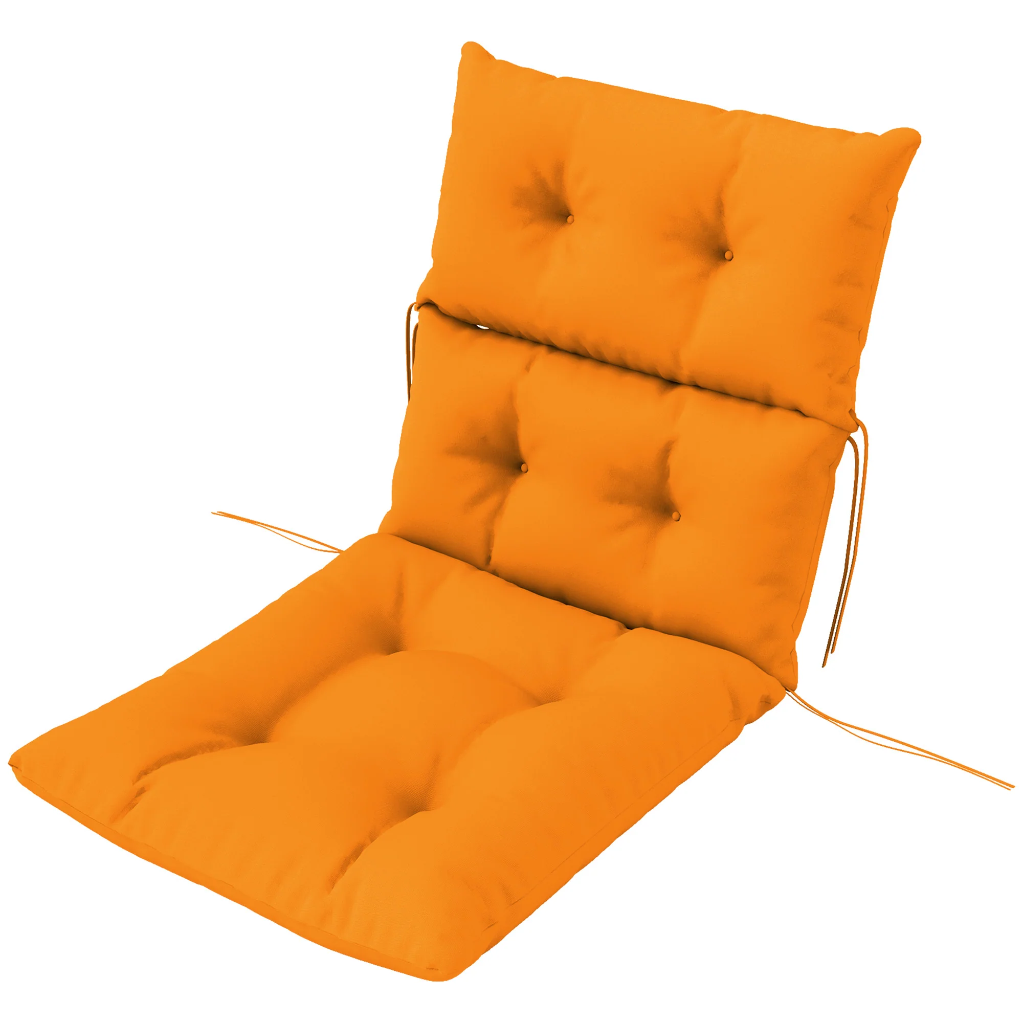 Tufted Adirondack Chair Cushion, Rocking Chair Cushion Pad with Backrest & Ties, Orange - Image 2