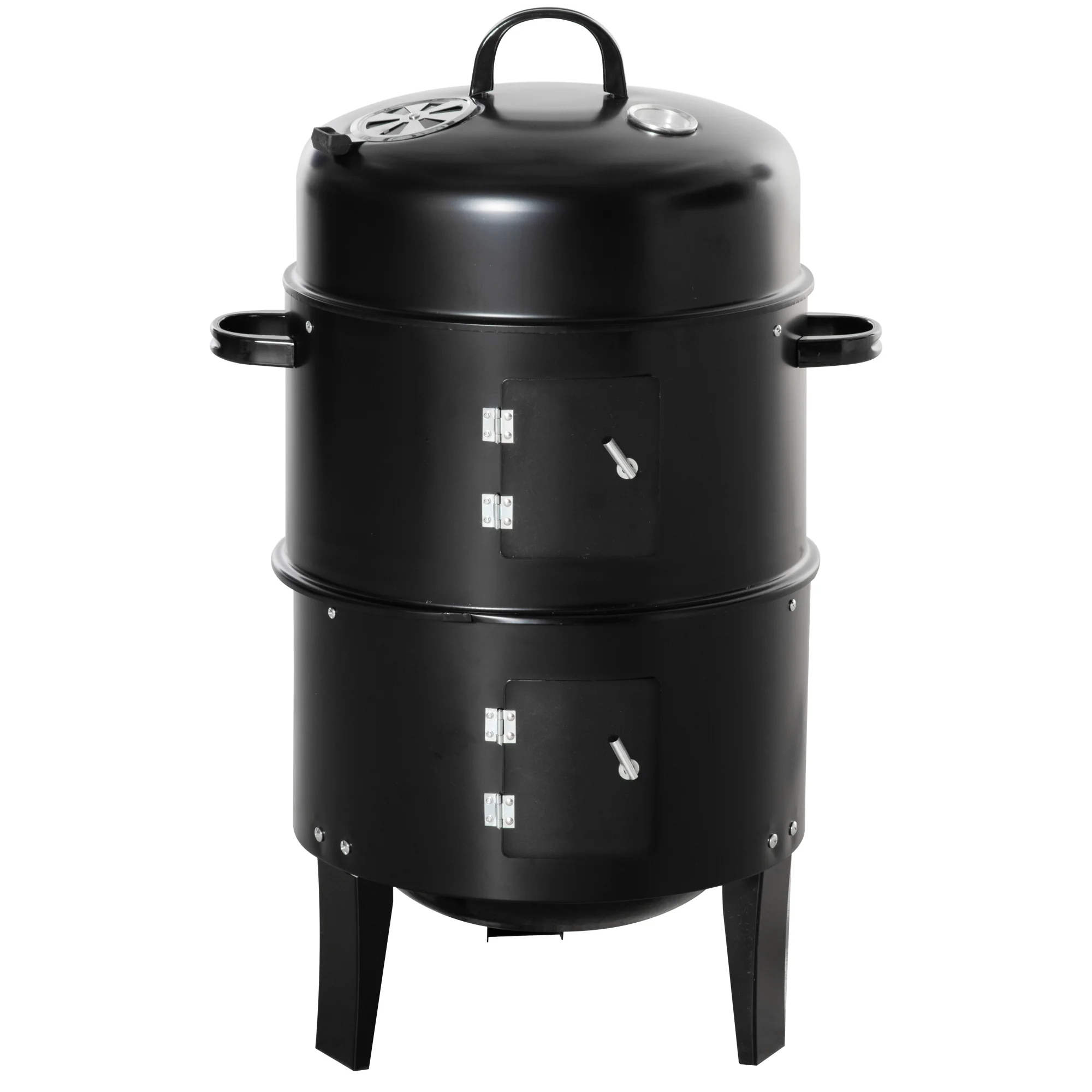 16" Vertical Charcoal Smoker with Dual Cooking Zones, Black