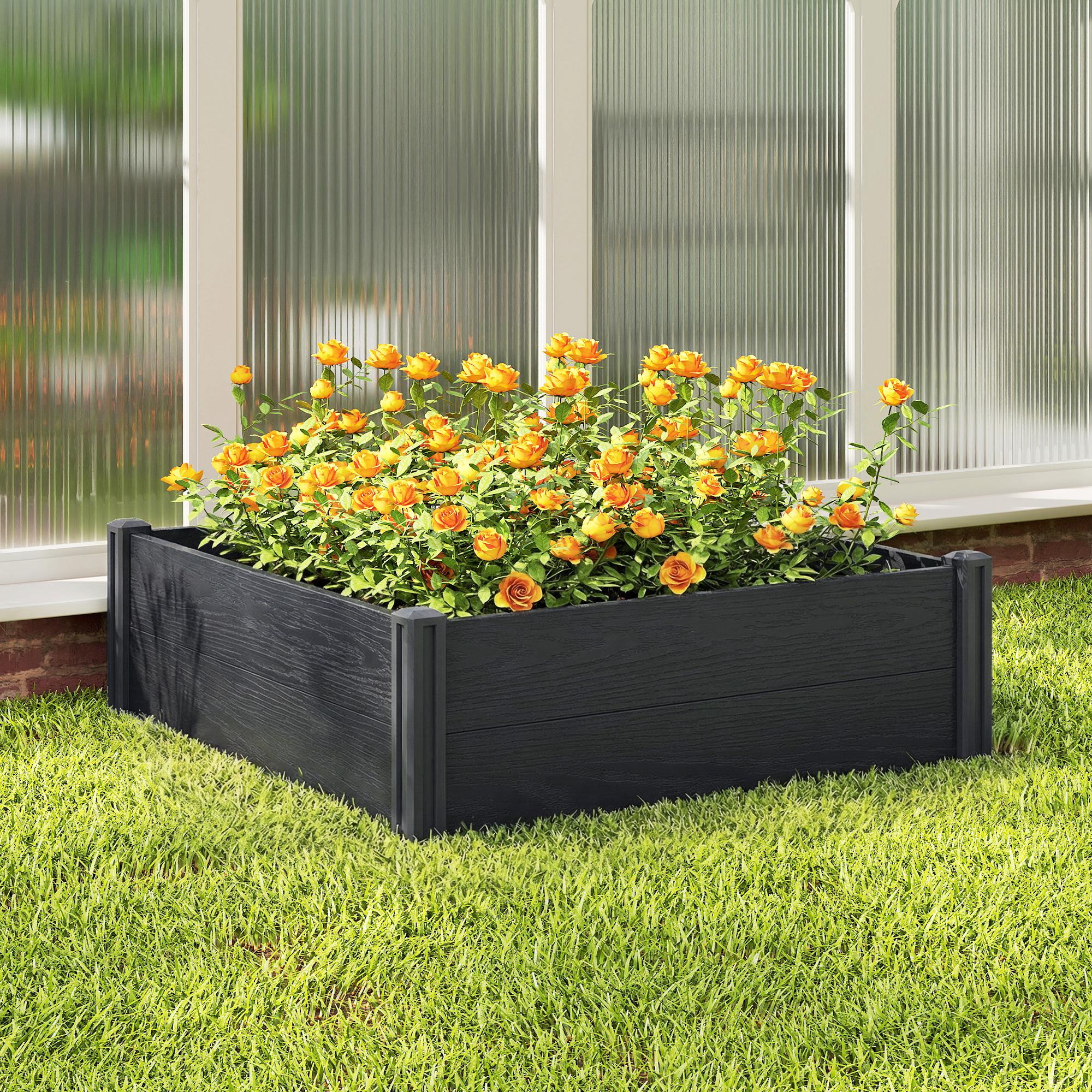 6.5 x 2 x 1ft Vinyl Raised Garden Bed with Divider, Grey Wood Effect - Image 10