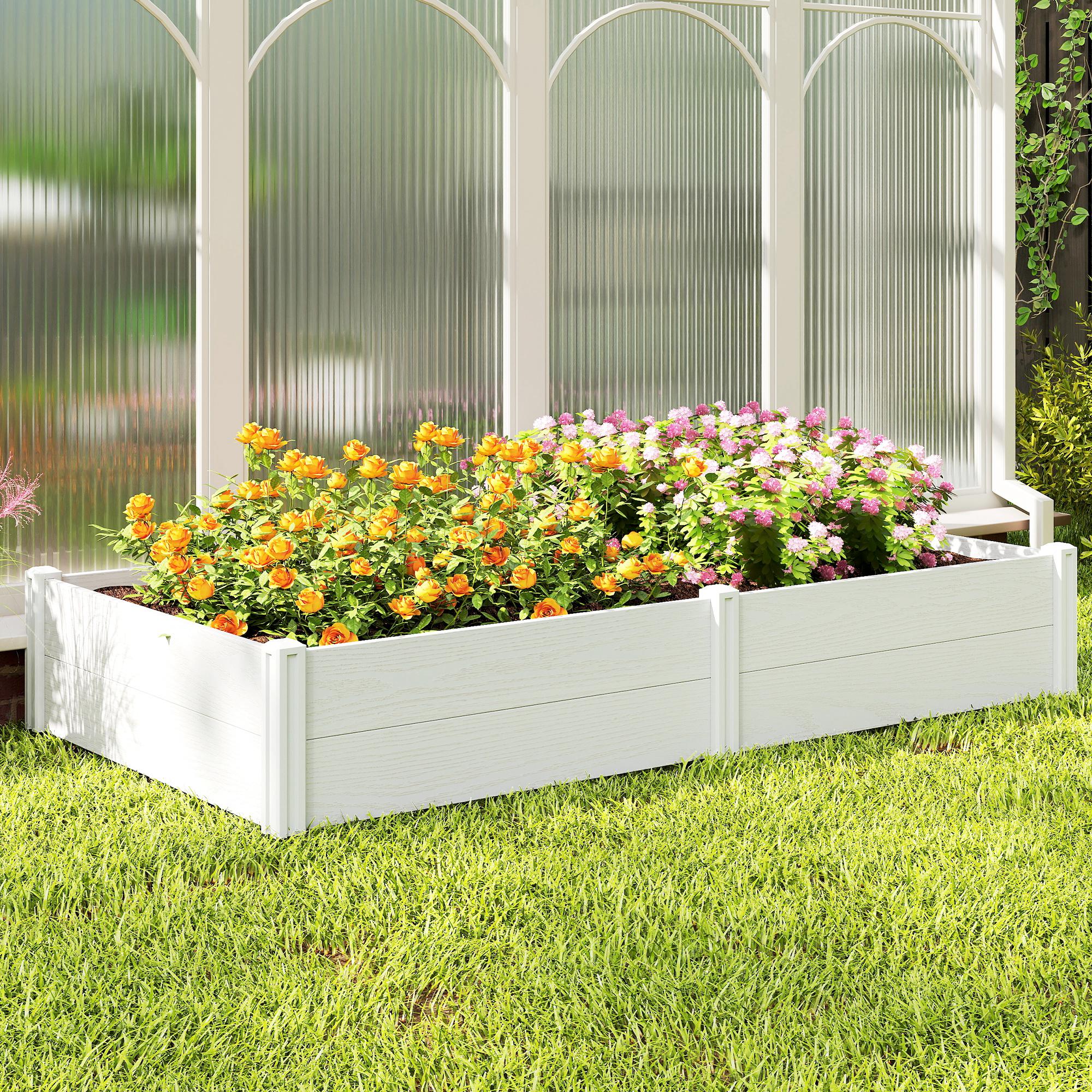 6.5 x 3 x 1ft Vinyl Raised Garden Bed with Divider, White - Image 10