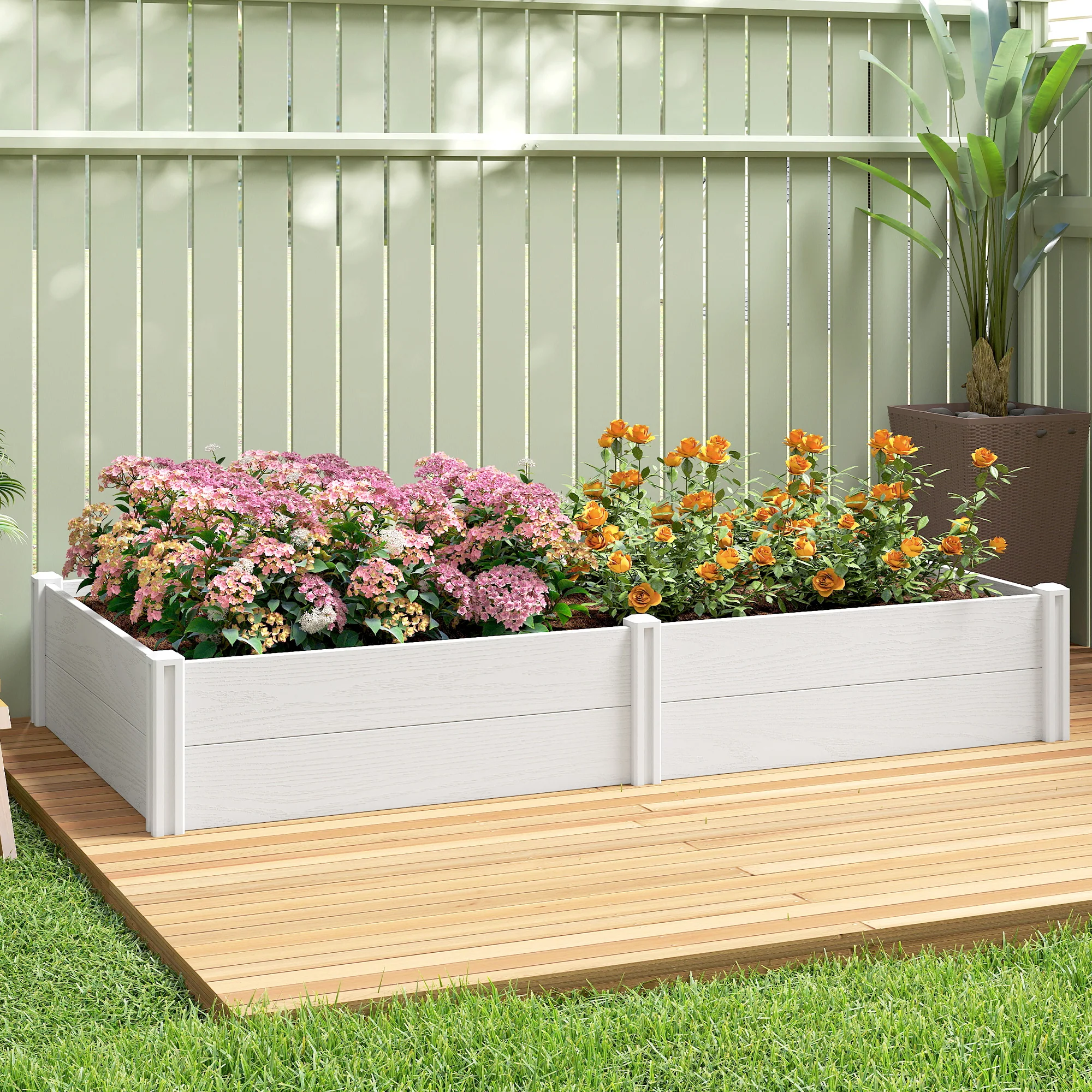 6.5 x 3 x 1ft Vinyl Raised Garden Bed with Divider, White - Image 3