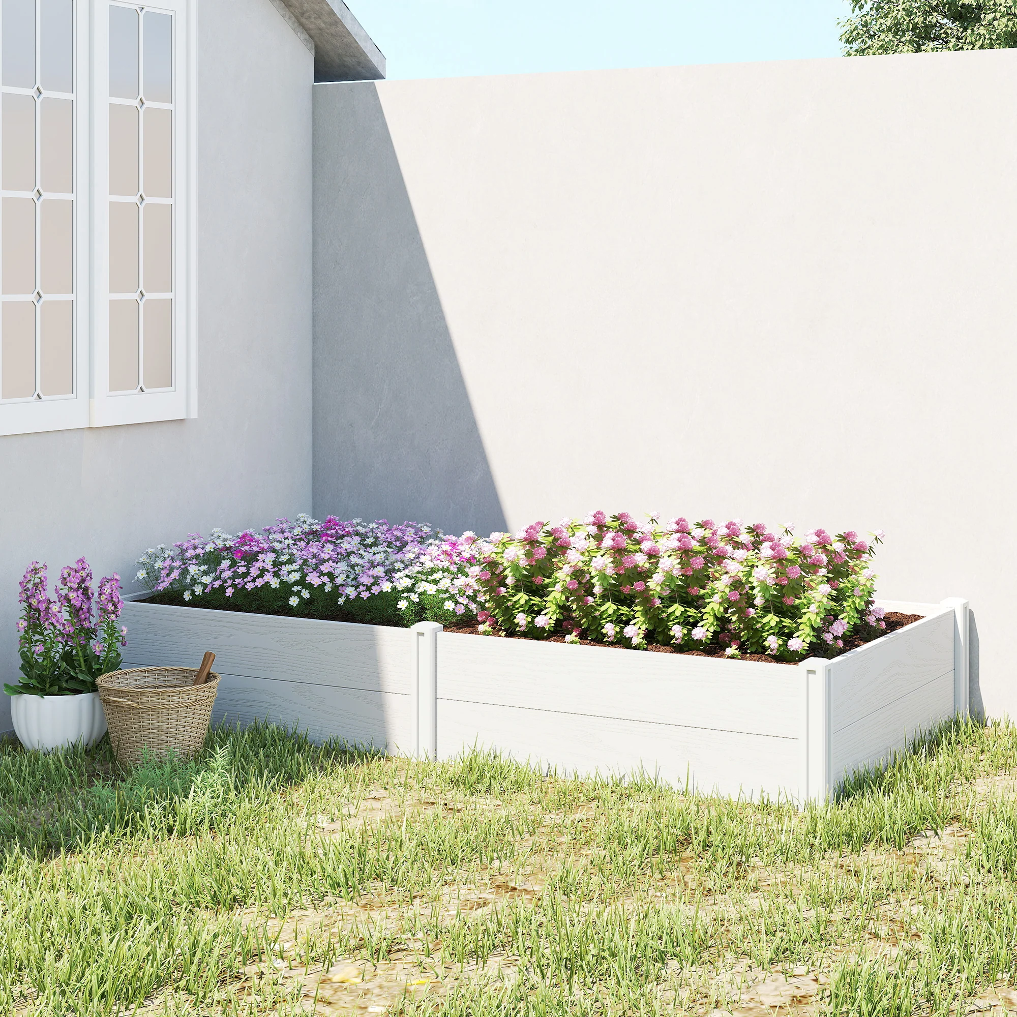 6.5 x 3 x 1ft Vinyl Raised Garden Bed with Divider, White - Image 4