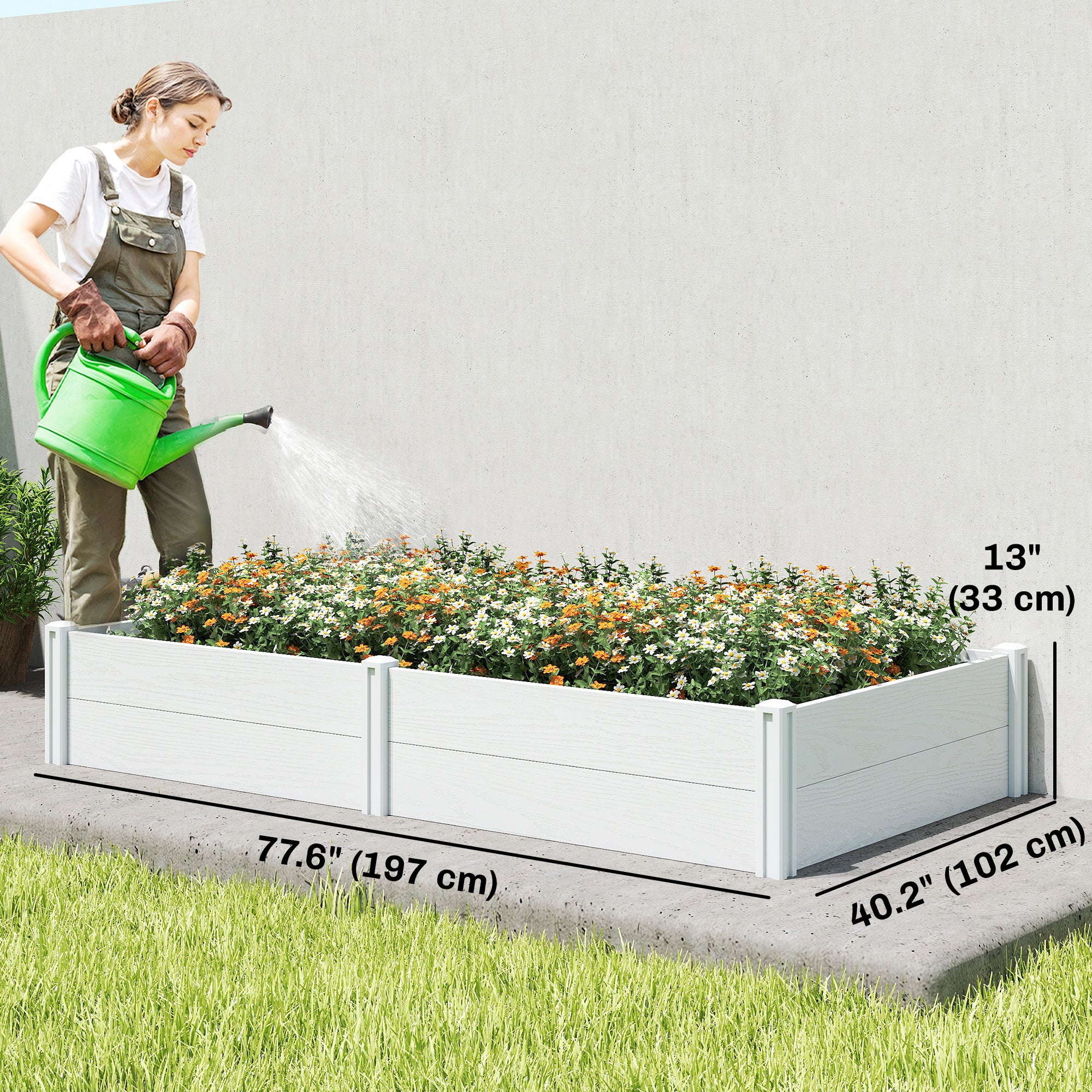 6.5 x 3 x 1ft Vinyl Raised Garden Bed with Divider, White - Image 5