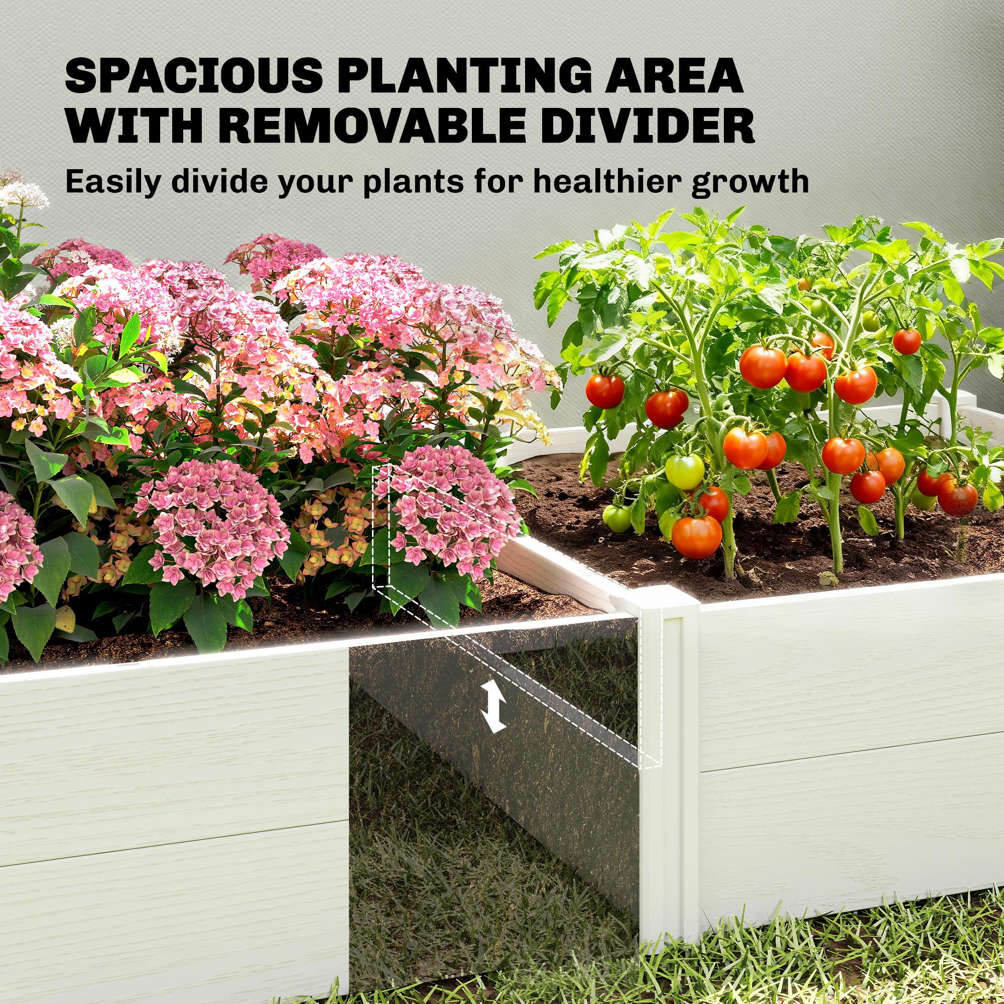 6.5 x 3 x 1ft Vinyl Raised Garden Bed with Divider, White - Image 7