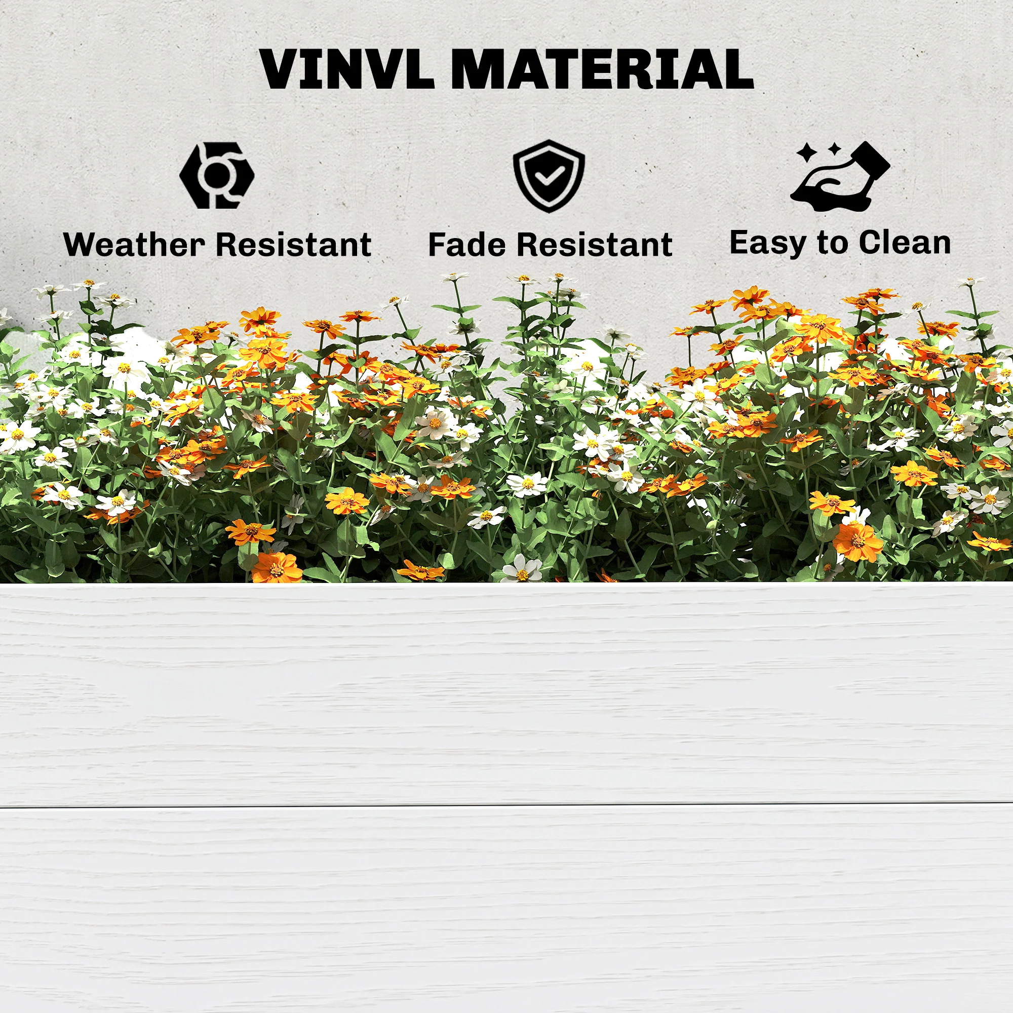 6.5 x 3 x 1ft Vinyl Raised Garden Bed with Divider, White - Image 8