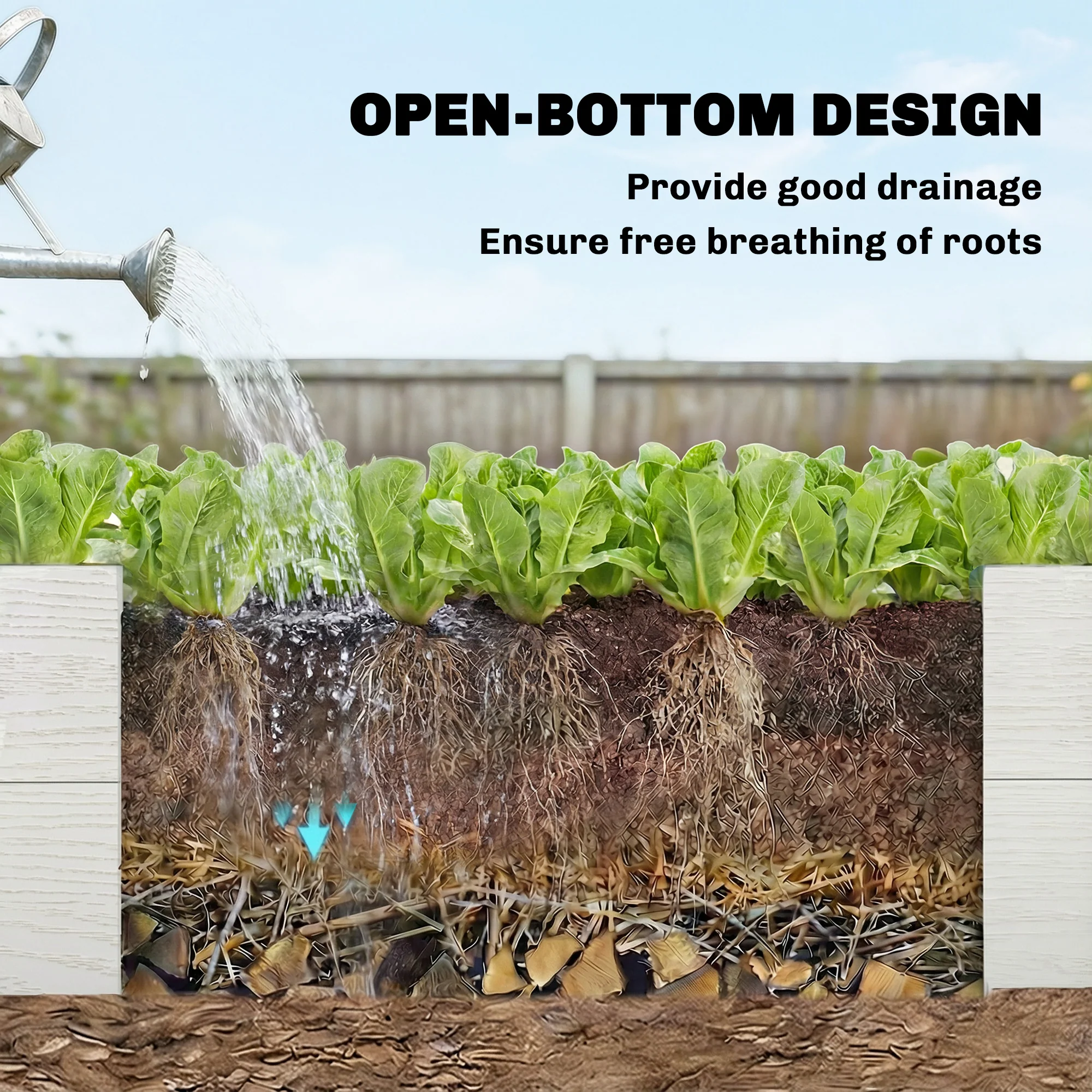6.5 x 3 x 1ft Vinyl Raised Garden Bed with Divider, White - Image 9