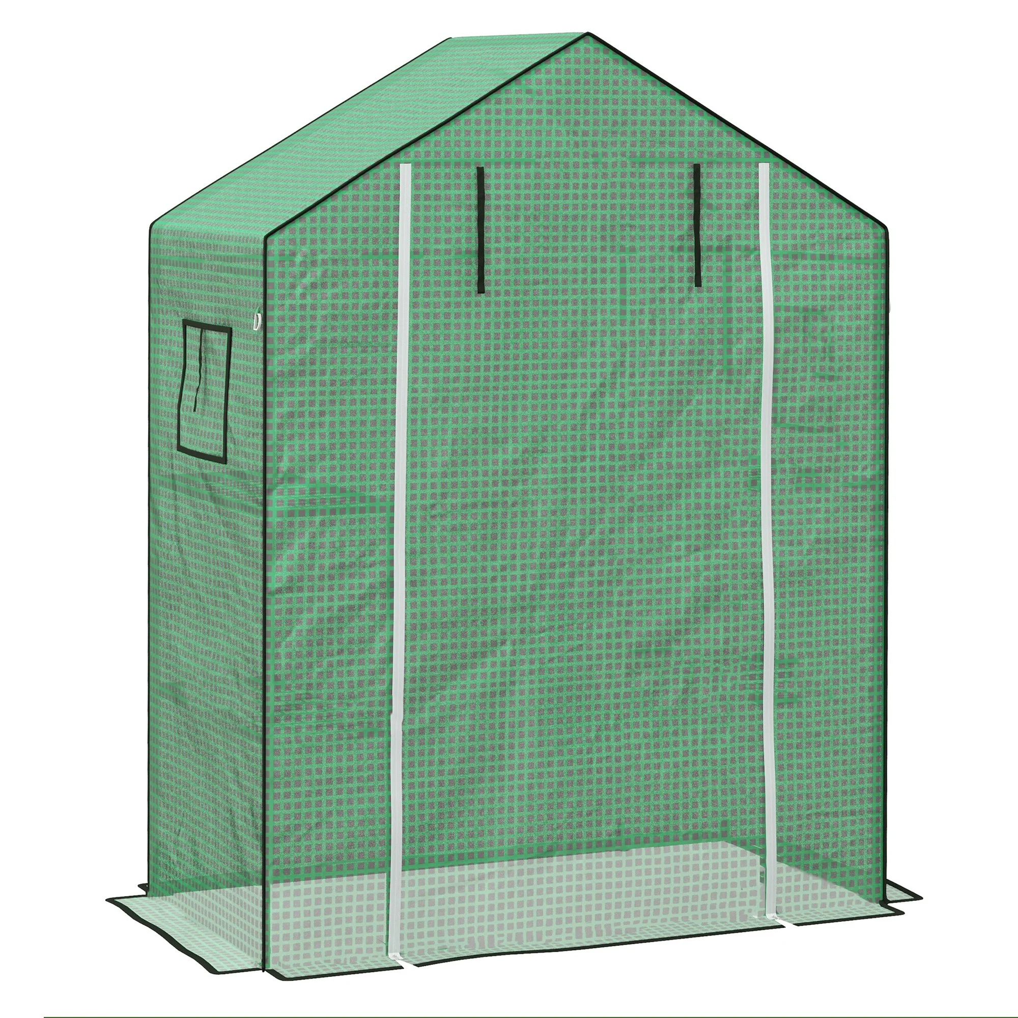 Greenhouse Cover Replacement with Roll-up Door & Mesh Windows, 140x73x190 cm, Green