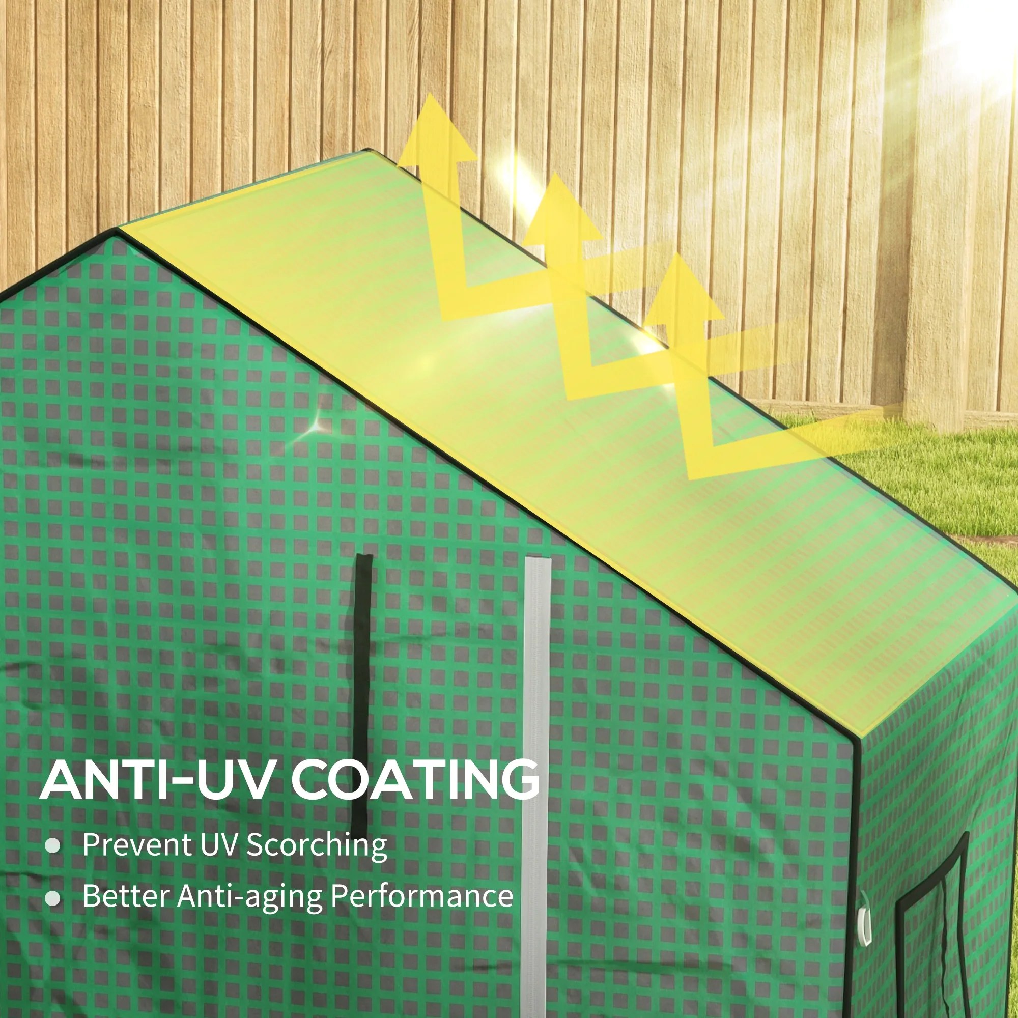 Greenhouse Cover Replacement with Roll-up Door & Mesh Windows, 140x73x190 cm, Green - Image 7
