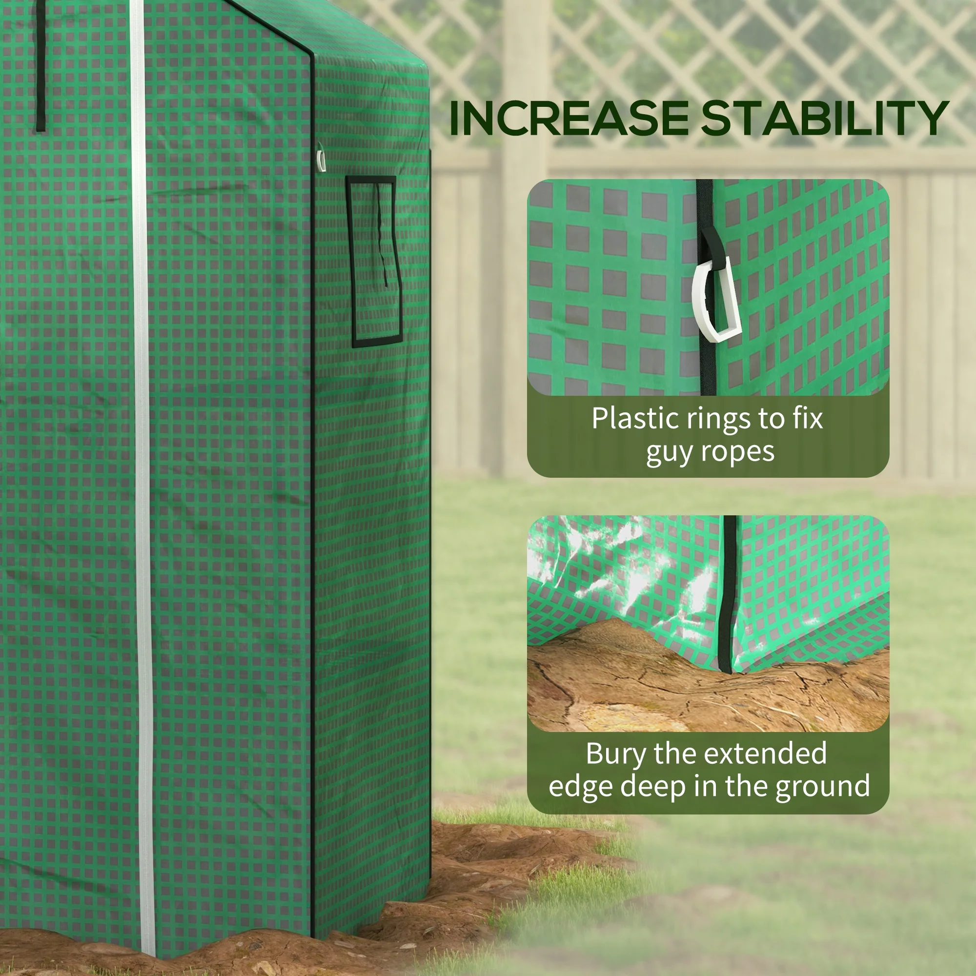 Greenhouse Cover Replacement with Roll-up Door & Mesh Windows, 140x73x190 cm, Green - Image 9