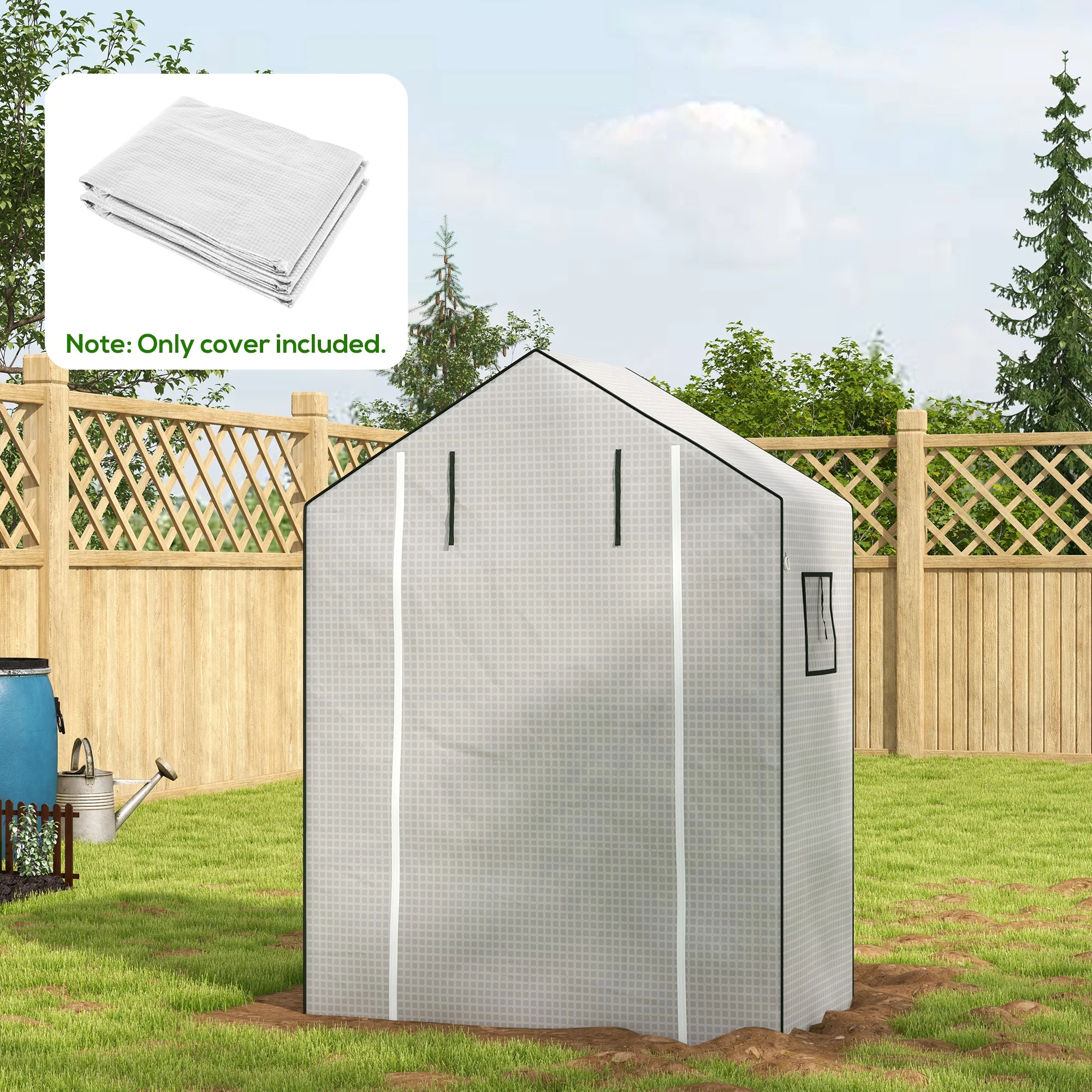 Greenhouse Cover Replacement with Roll-up Door & Mesh Windows, 140x73x190 cm, White - Image 4