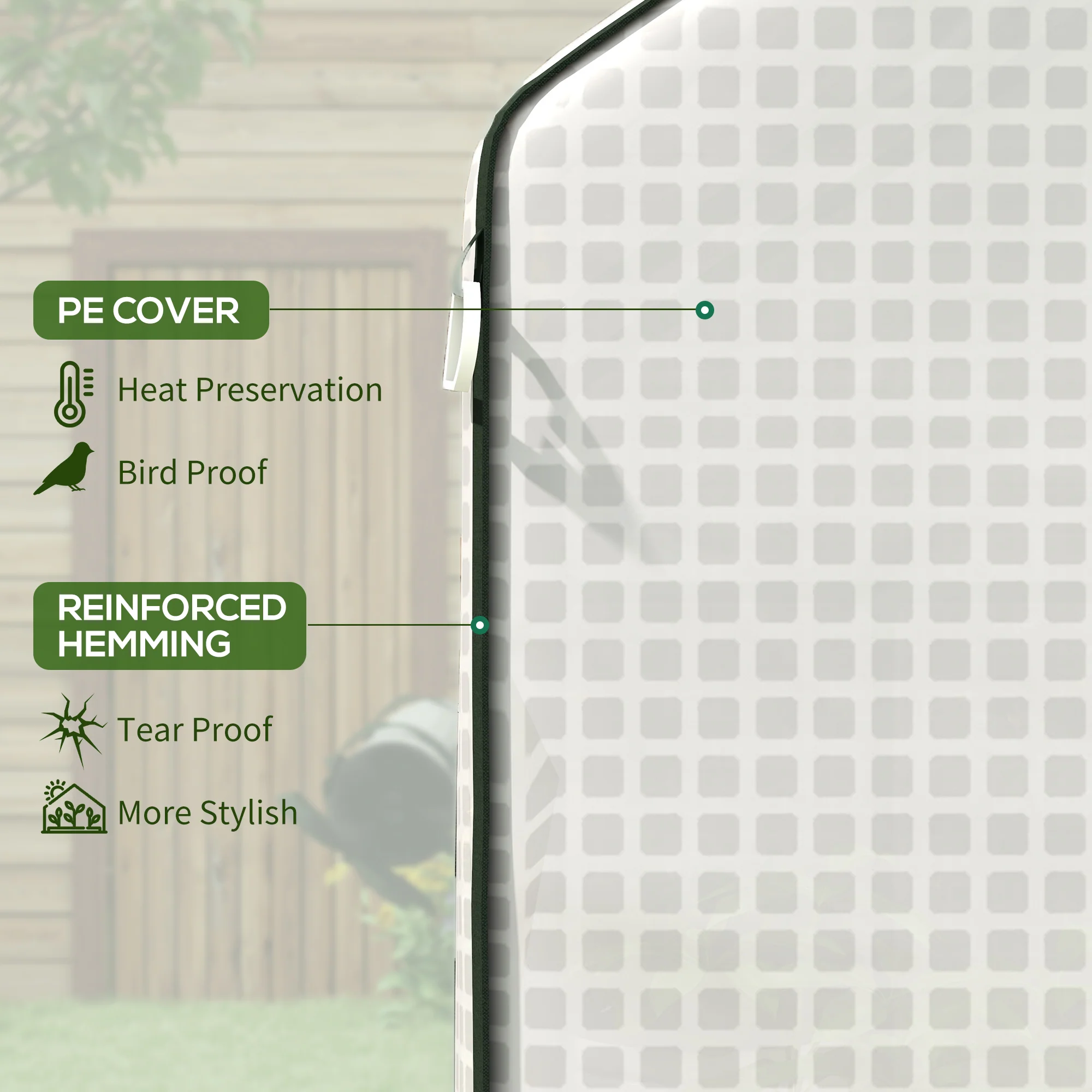 Greenhouse Cover Replacement with Roll-up Door & Mesh Windows, 140x73x190 cm, White - Image 6