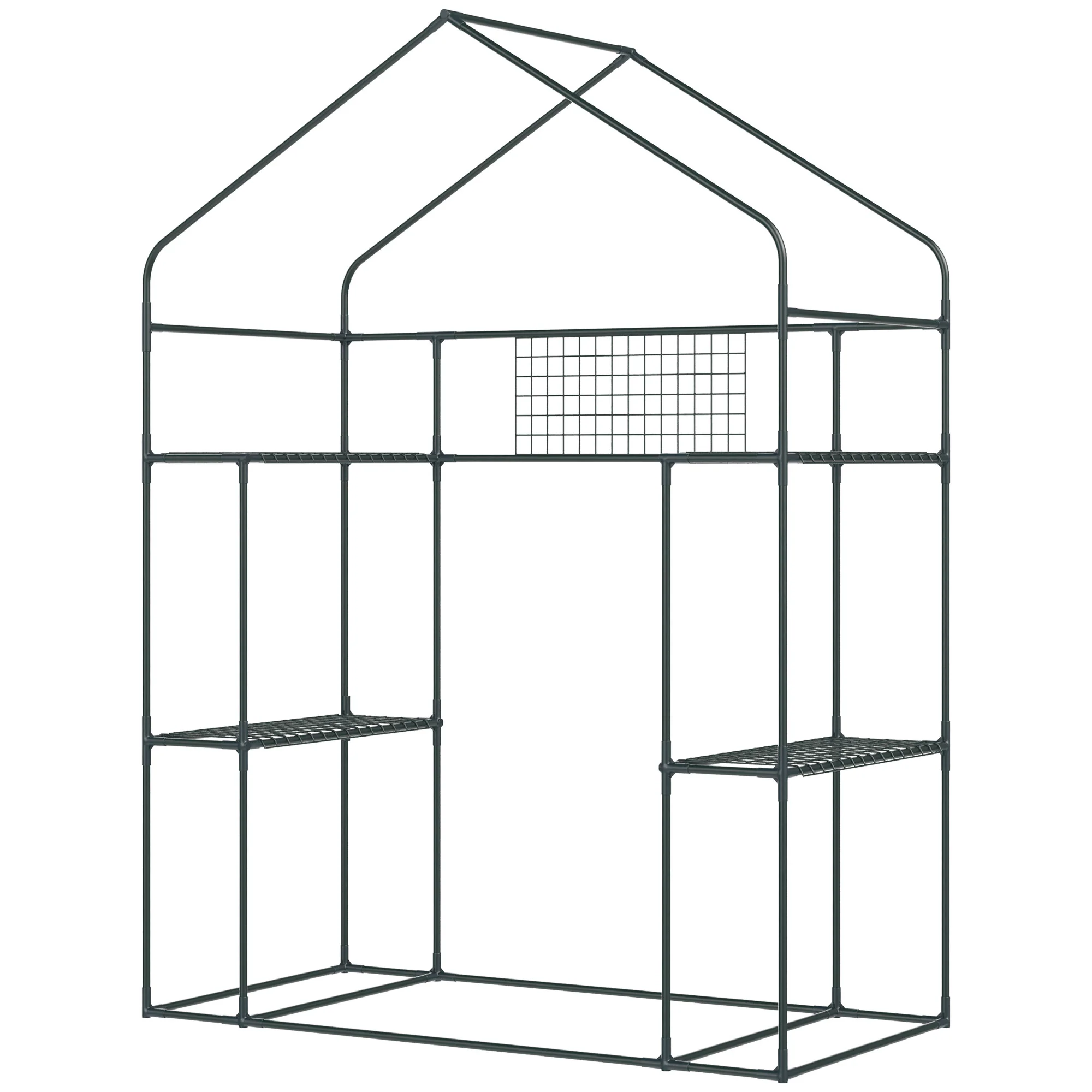 56" x 29" x 77" Walk-in Greenhouse with 4 Shelves & Roll-Up Door, Clear - Image 11