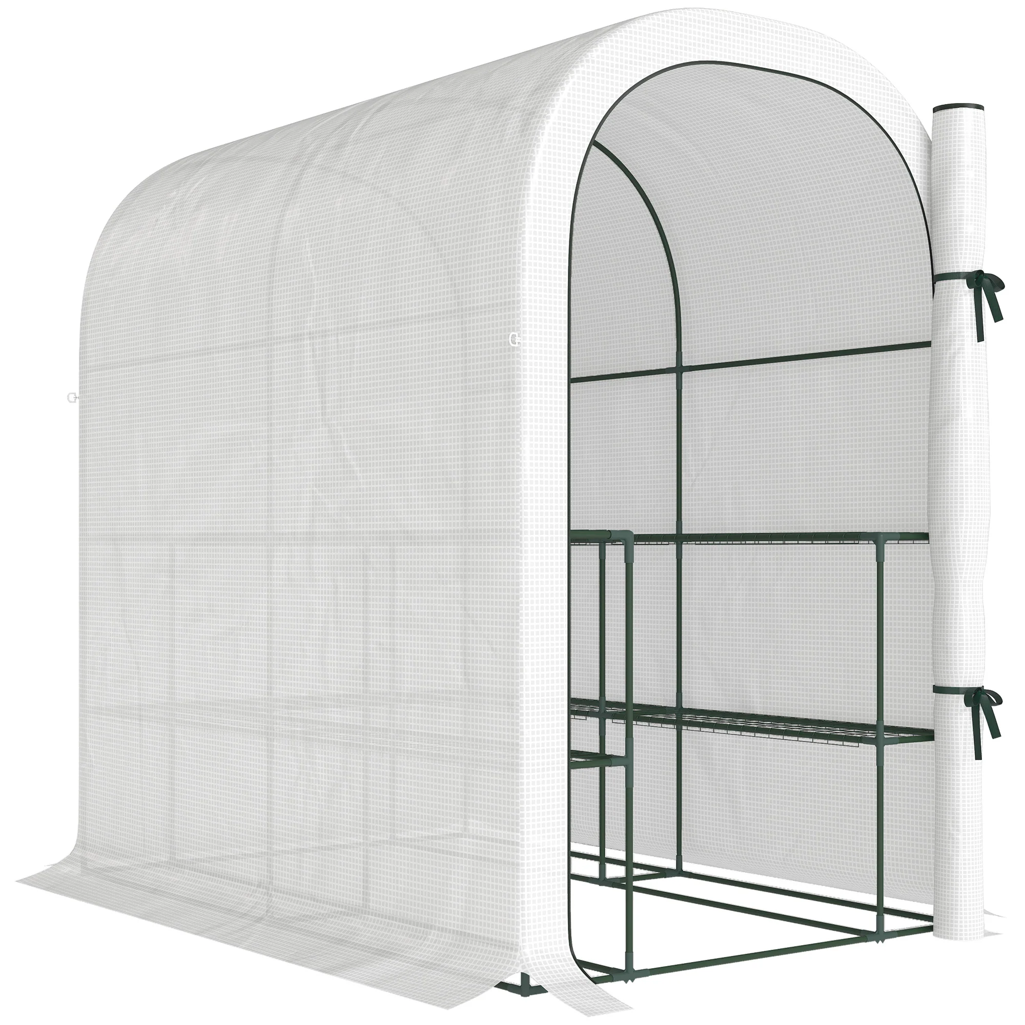 Walk-in Greenhouse with Shelves with PE Cover, 123 x 187 x 189 cm, White - Image 12