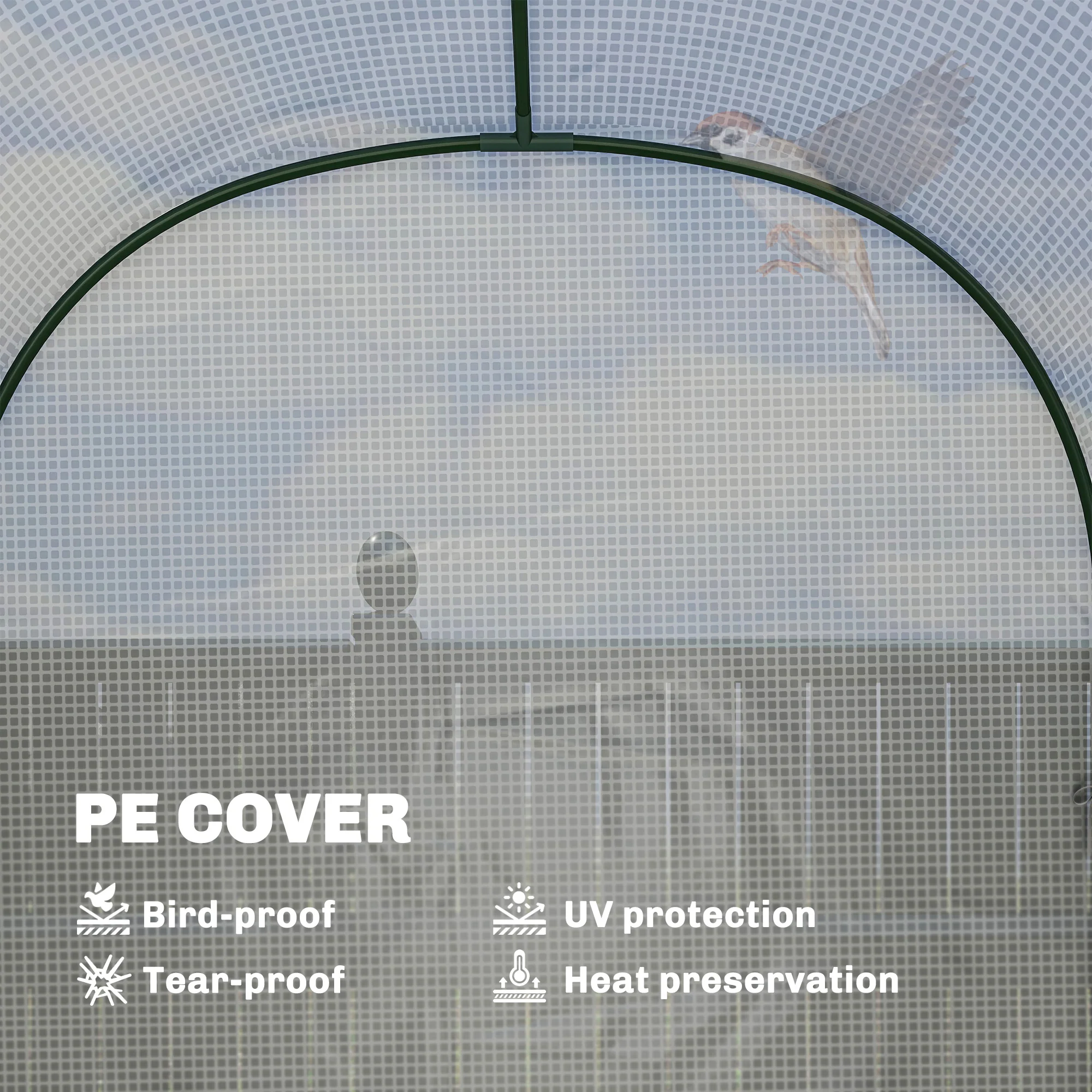 Walk-in Greenhouse with Shelves with PE Cover, 123 x 187 x 189 cm, White - Image 7