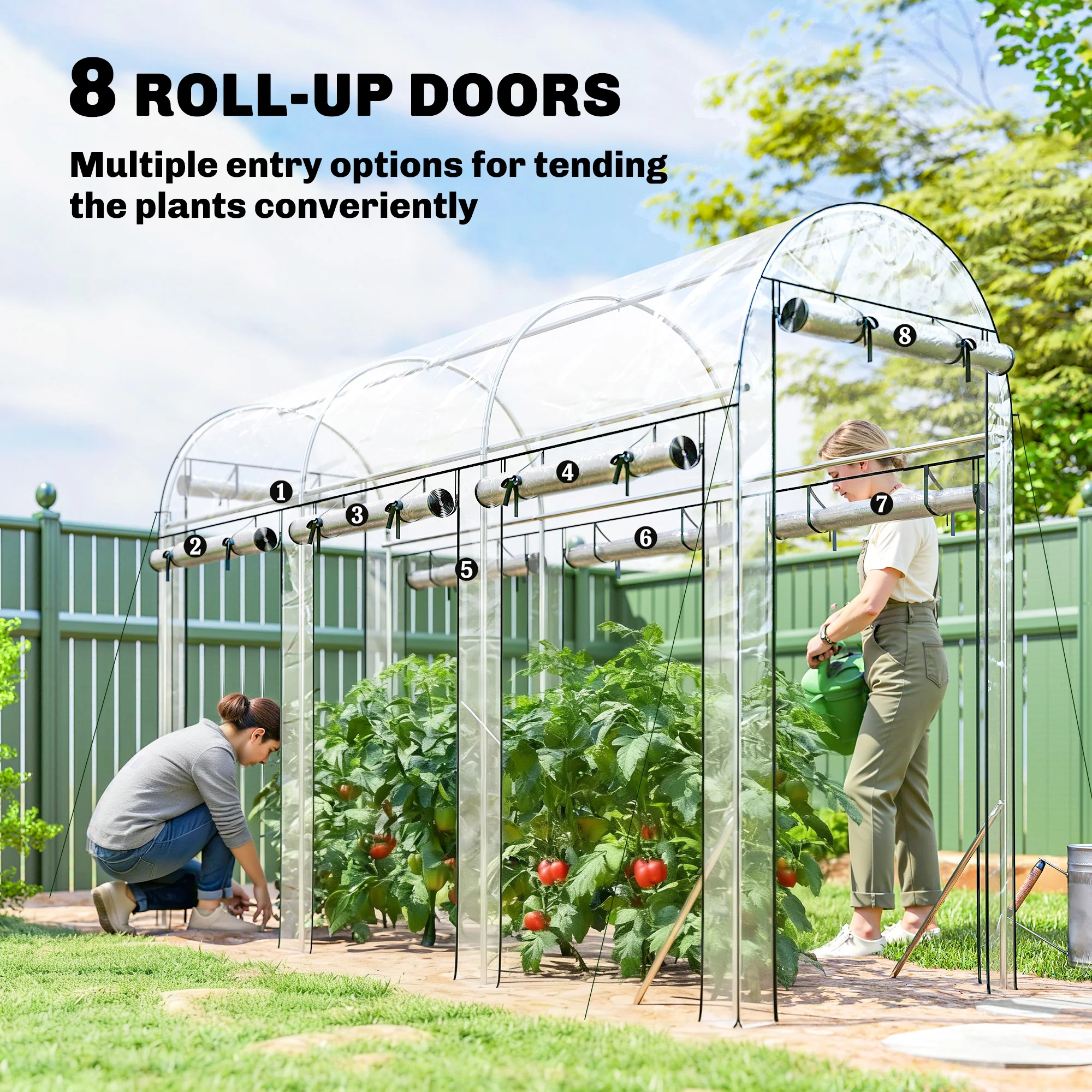 10' x 3' x 6.5' Walk-in Tunnel Greenhouse, Clear - Image 6