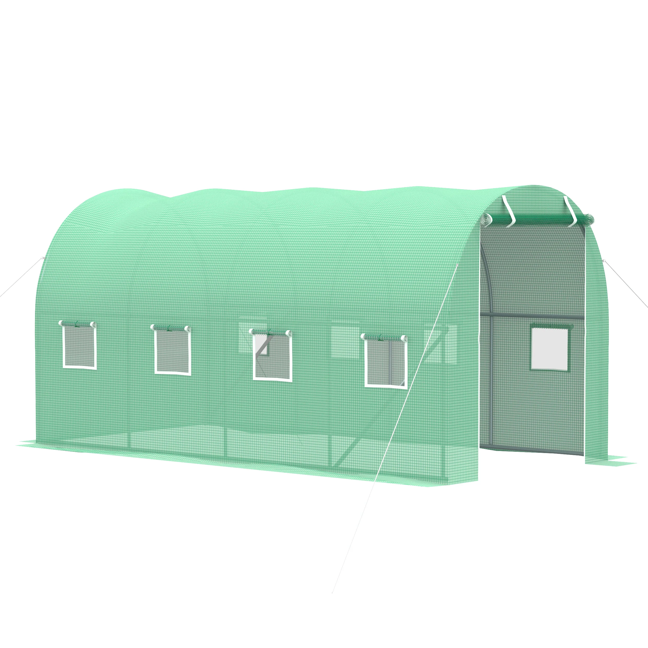13' x 6.4' x 6.5' Walk-in Tunnel Greenhouse with 8 Mesh Windows, Green - Image 2