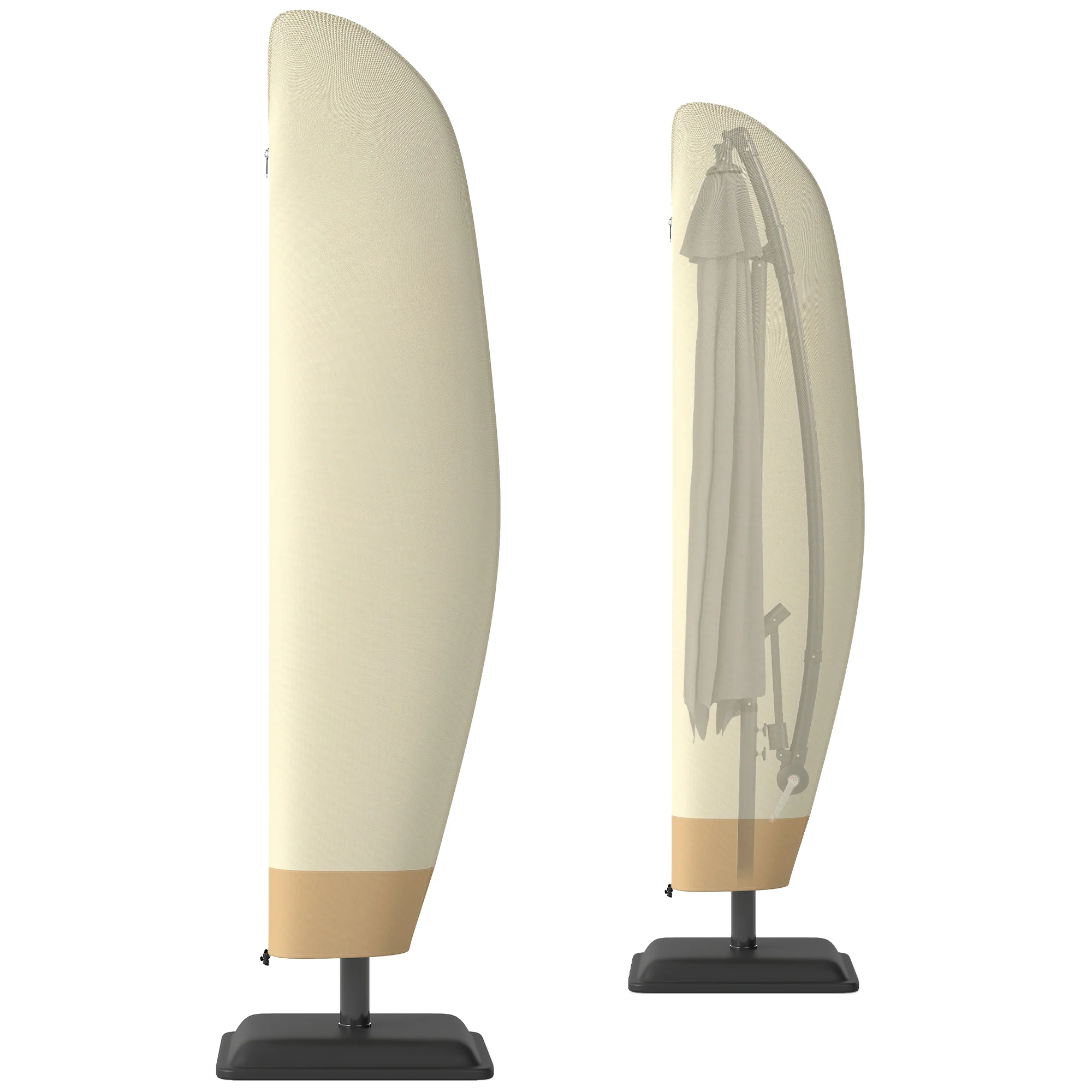 Waterproof Cover with Zipper for 10'-13' Offset Umbrella, Beige