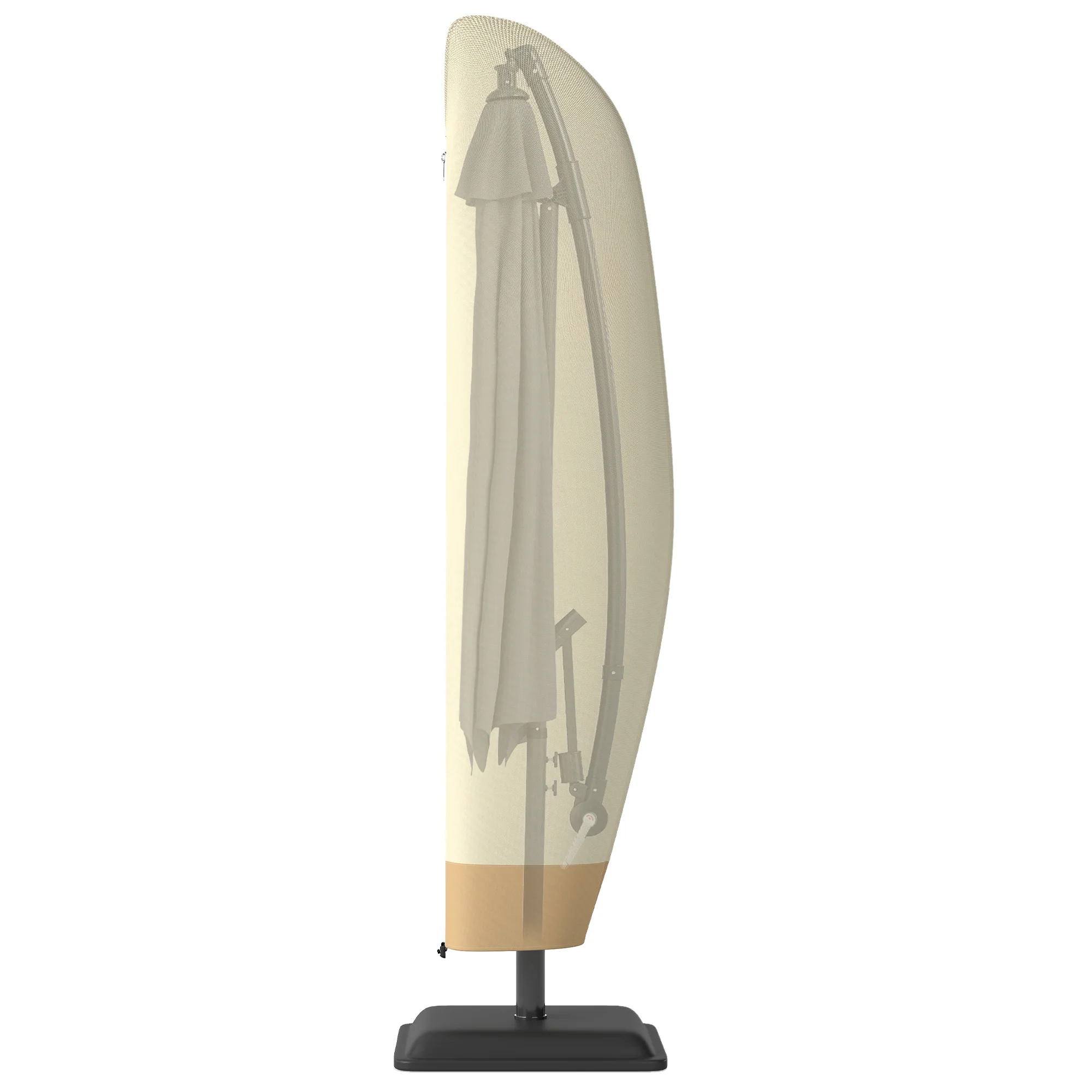 Waterproof Cover with Zipper for 10'-13' Offset Umbrella, Beige - Image 2